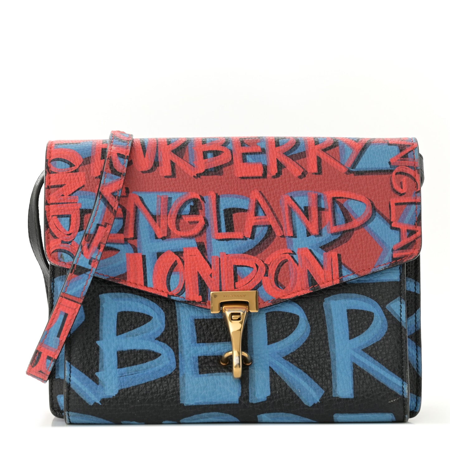 Calfskin Graffiti Print Small Macken Crossbody Bag Black