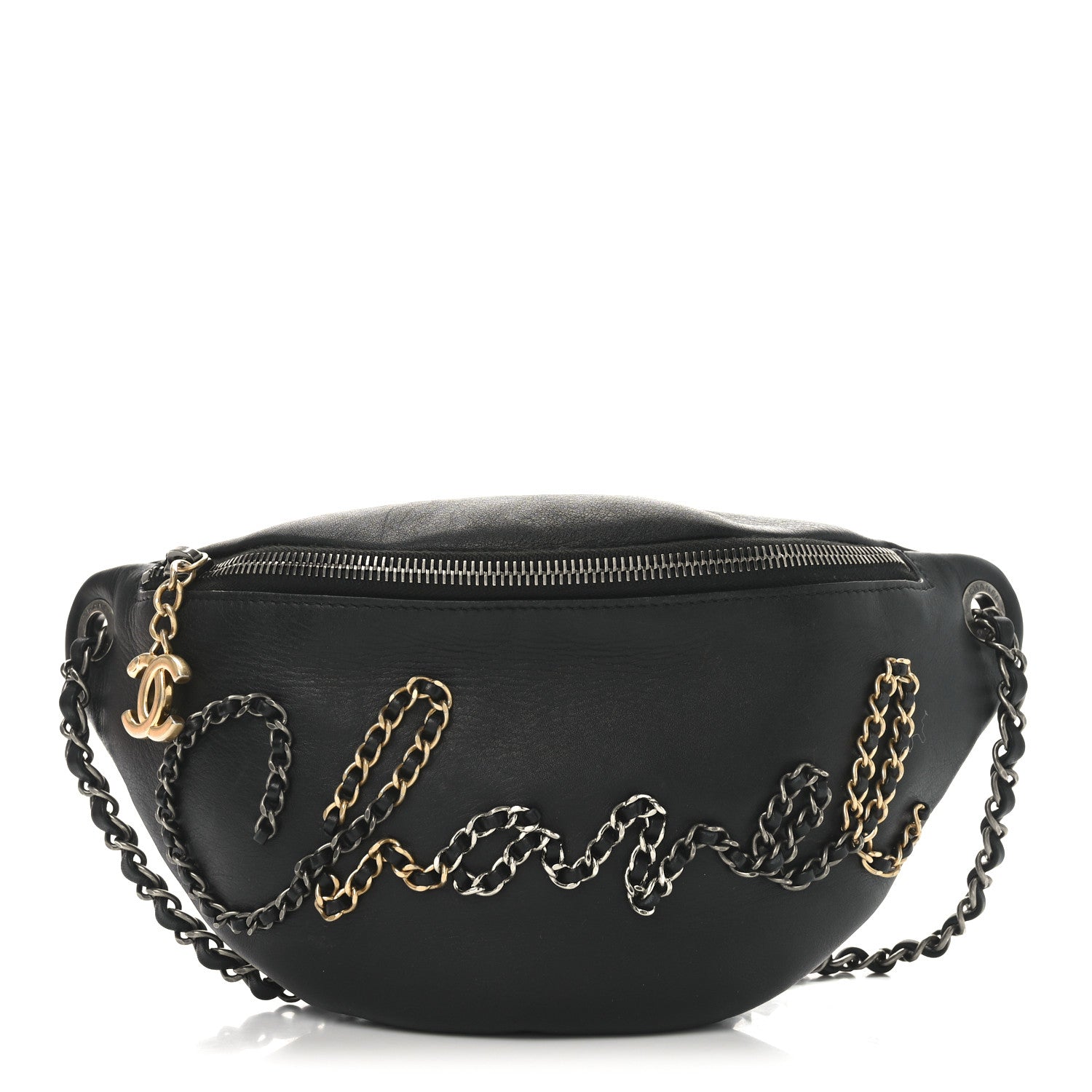 Chanel Calfskin Chain 20s Signe Waist Bag Black 1721344 – FASHIONPHILE