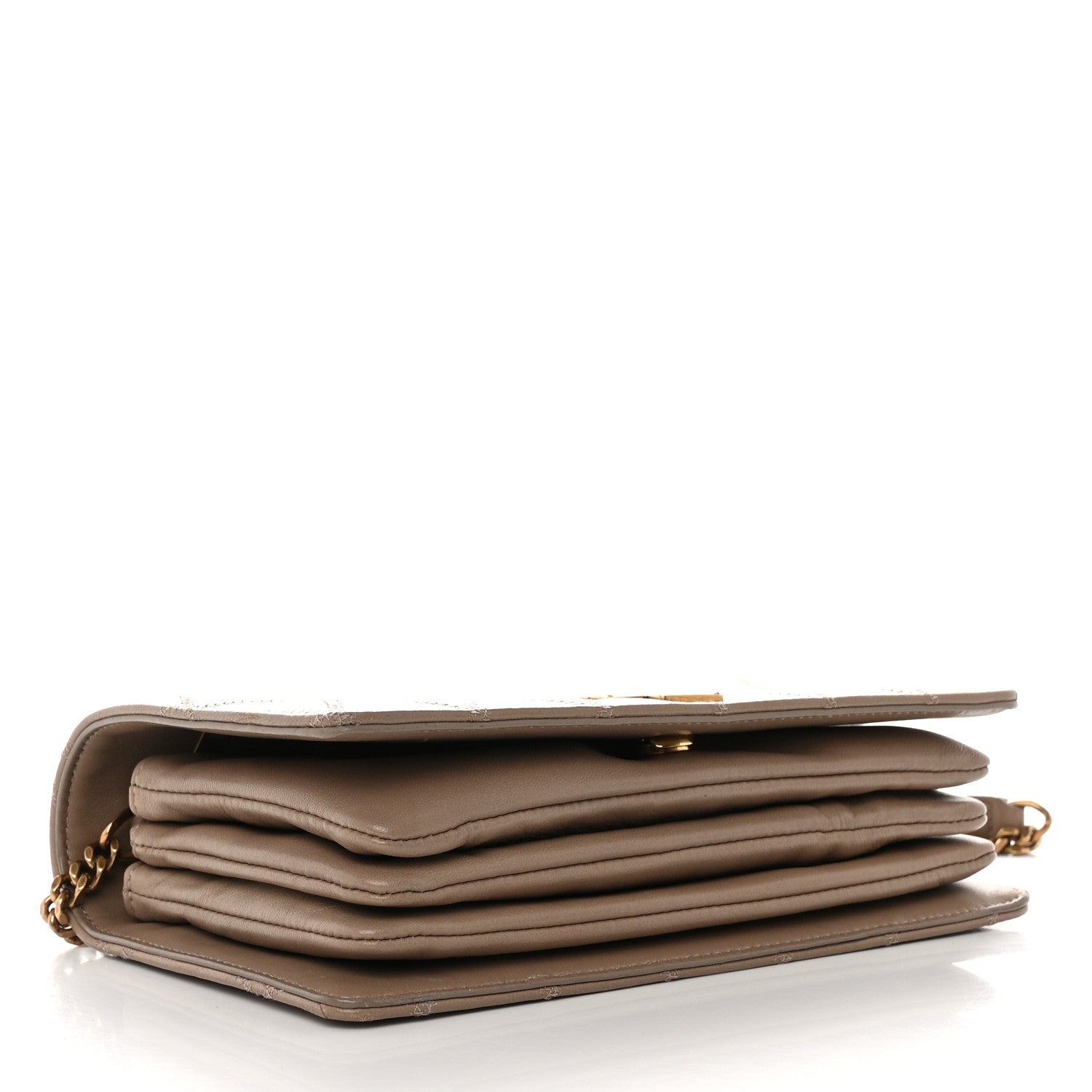 Saint Laurent Lambskin Diamond Quilted Angie Chain Bag Tan 4 of 12