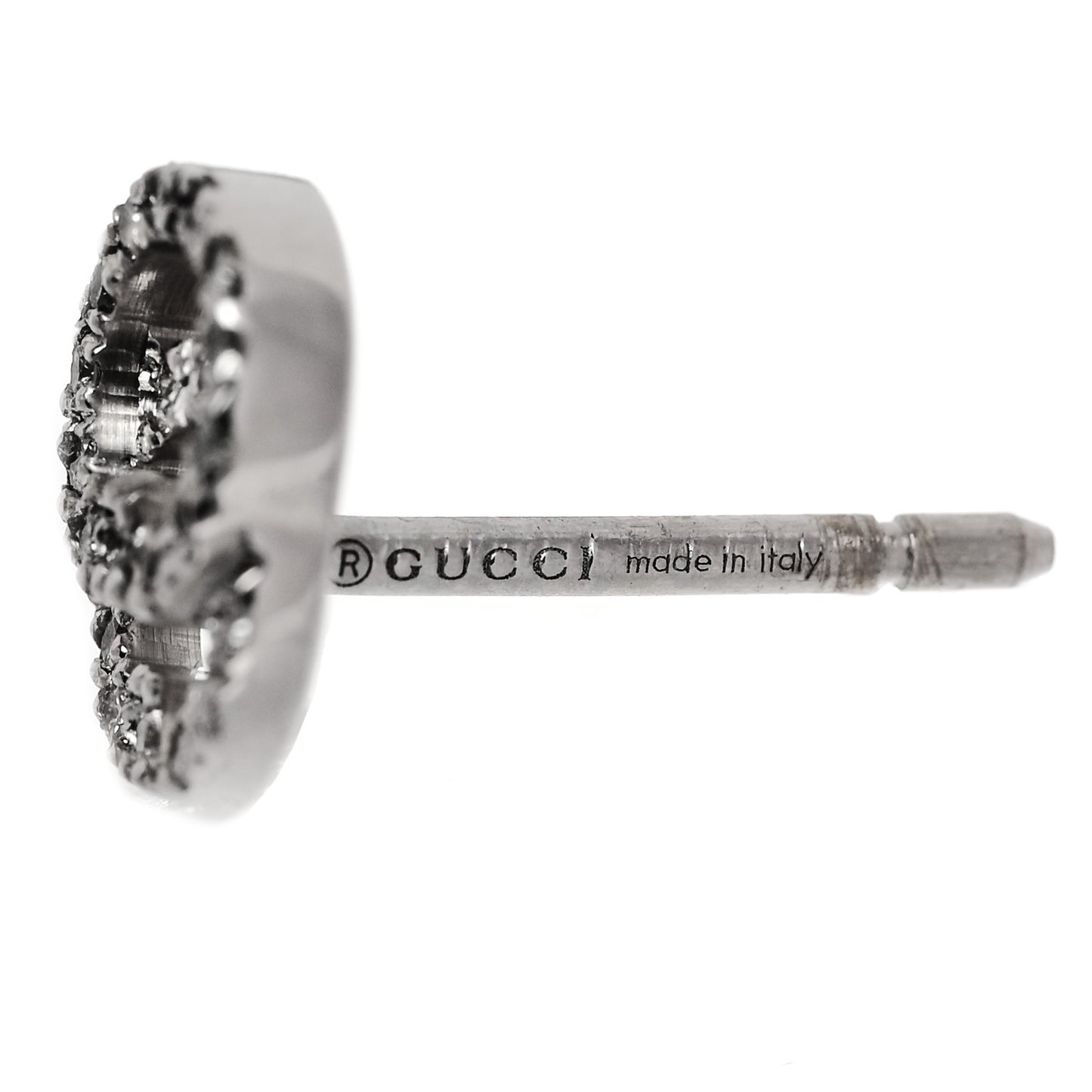 18K White Gold Diamond Mini Running G Earrings