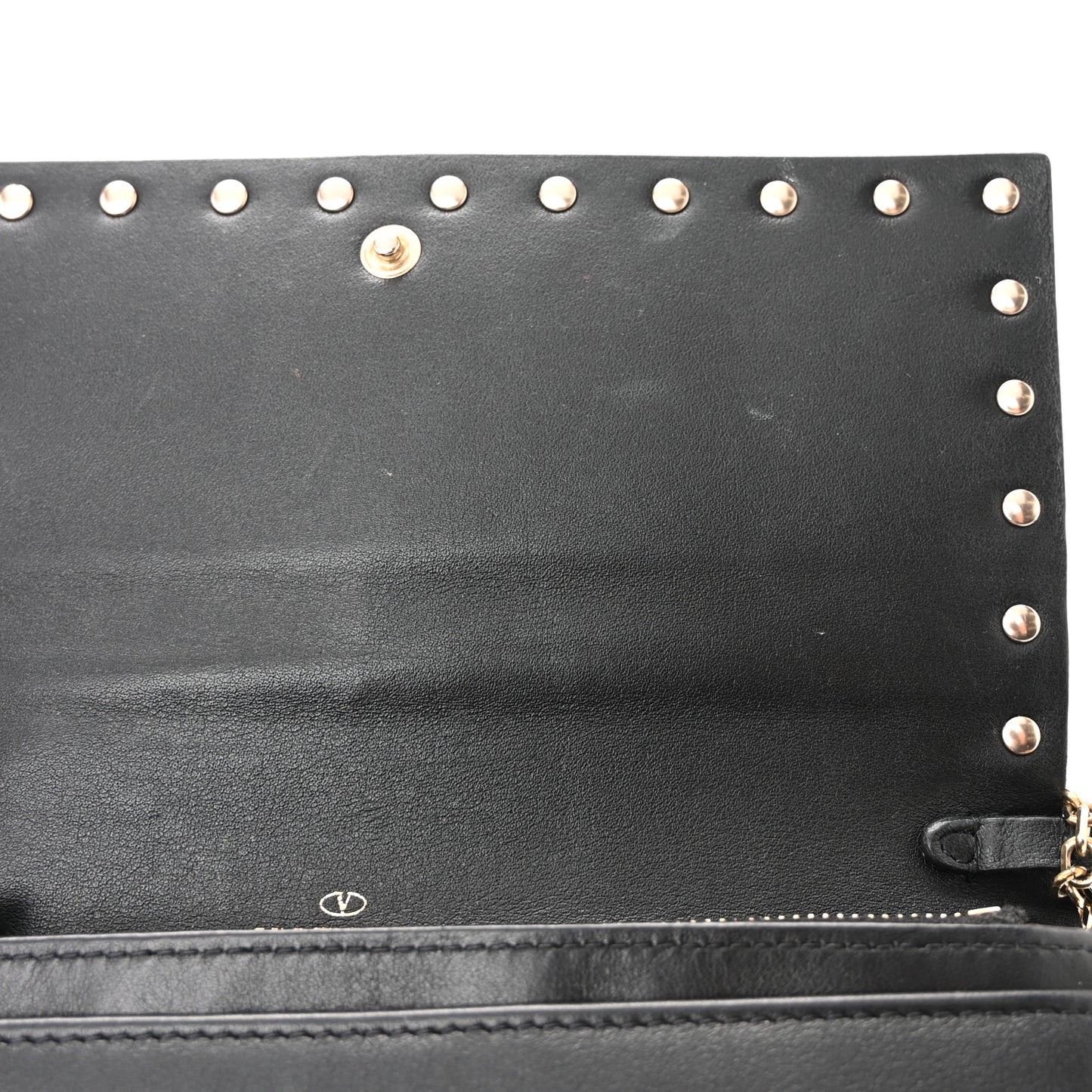 Vitello Rockstud Flap Wallet On Chain Black
