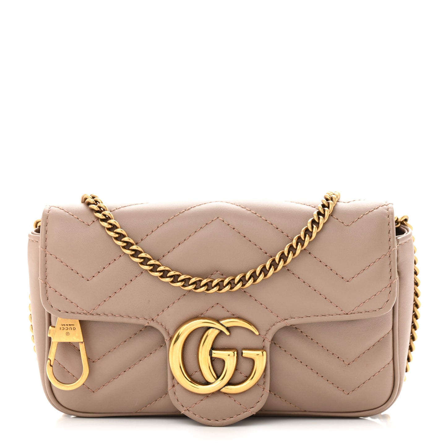 Calfskin Matelasse Super Mini GG Marmont Shoulder Bag Porcelain Rose