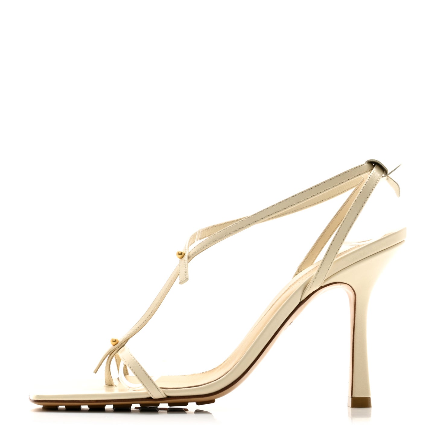 Lambskin Studded Stretch Multi Strap 90mm Sandals 38 Sea Salt