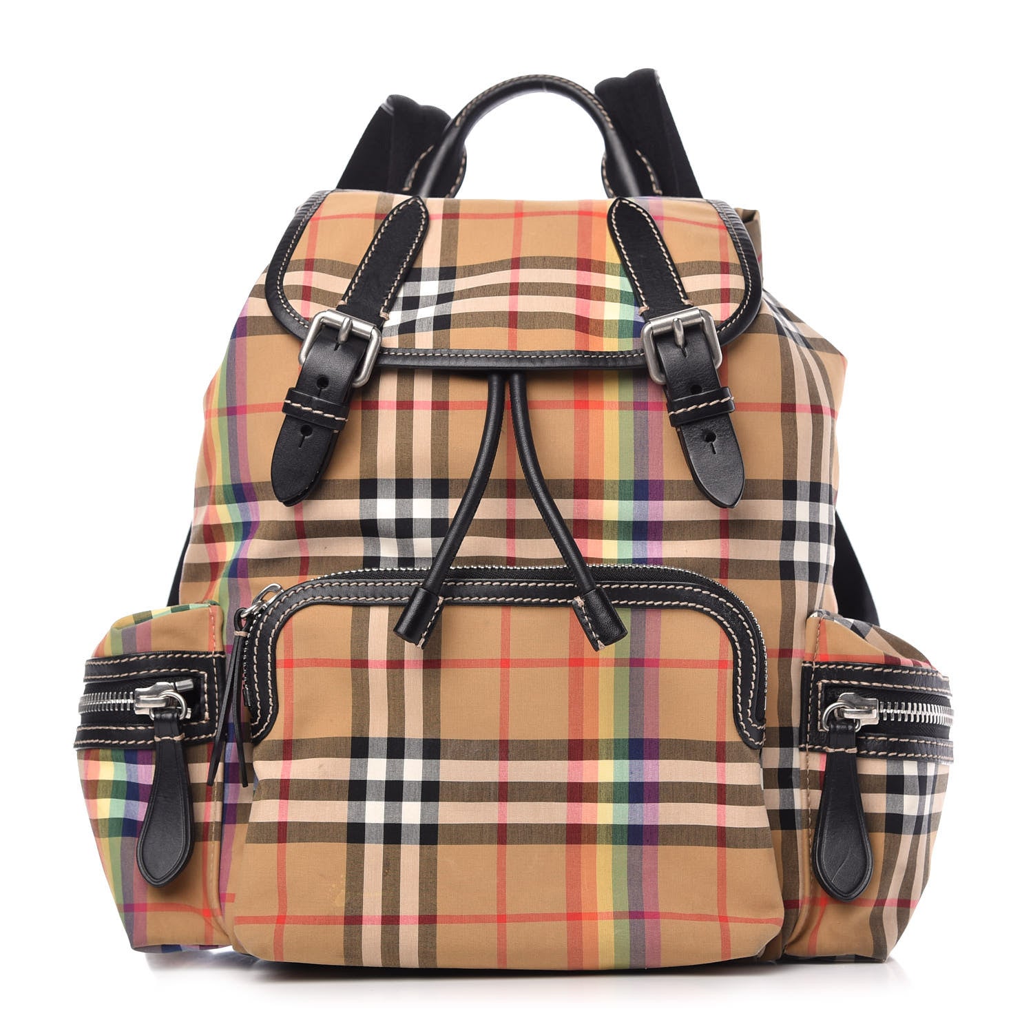 fake burberry mini backpack Burberry Vintage Rainbow Check Medium Rucksack Backpack Antique Yellow  1030473 – FASHIONPHILE