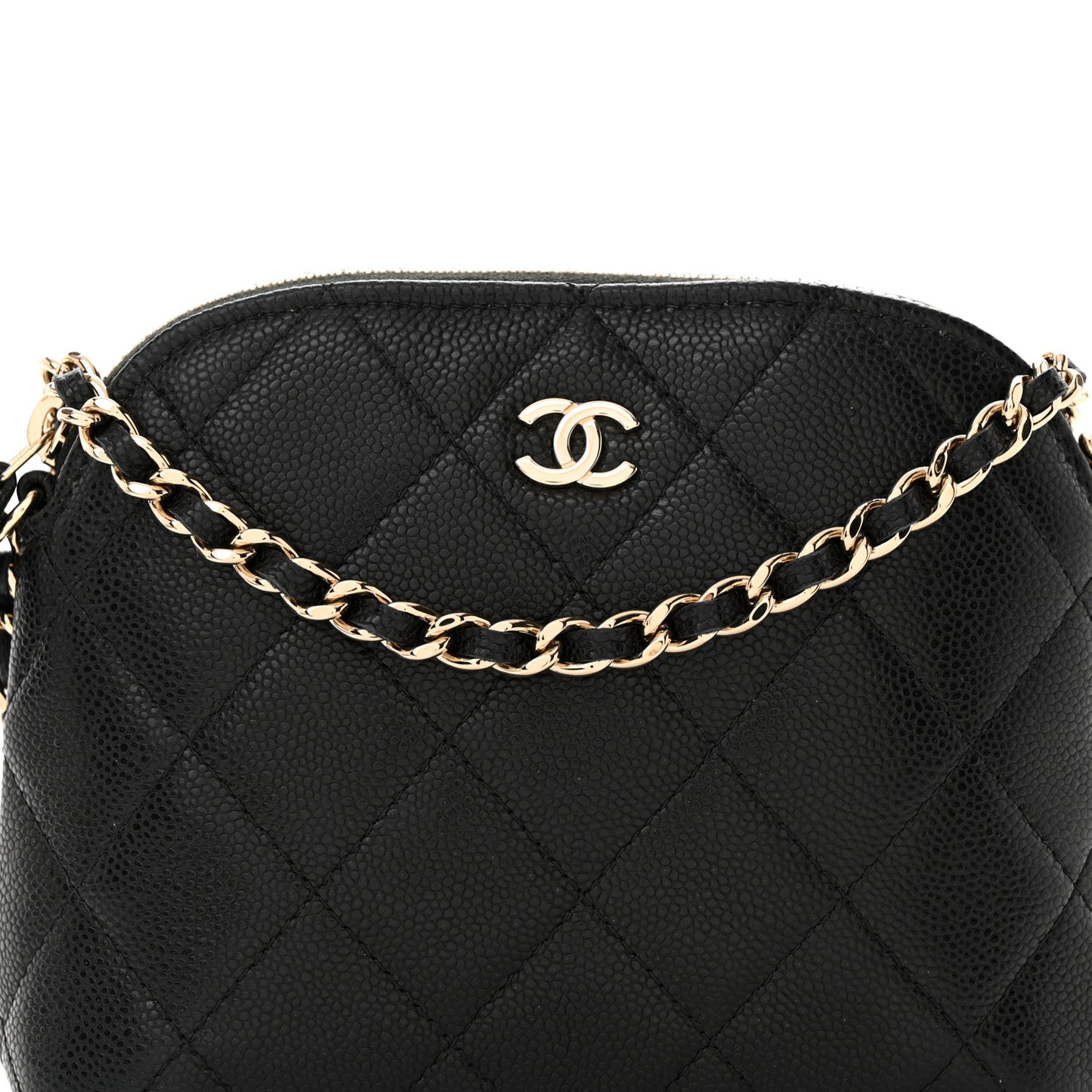 Caviar Quilted Classic Clutch With Chain Black