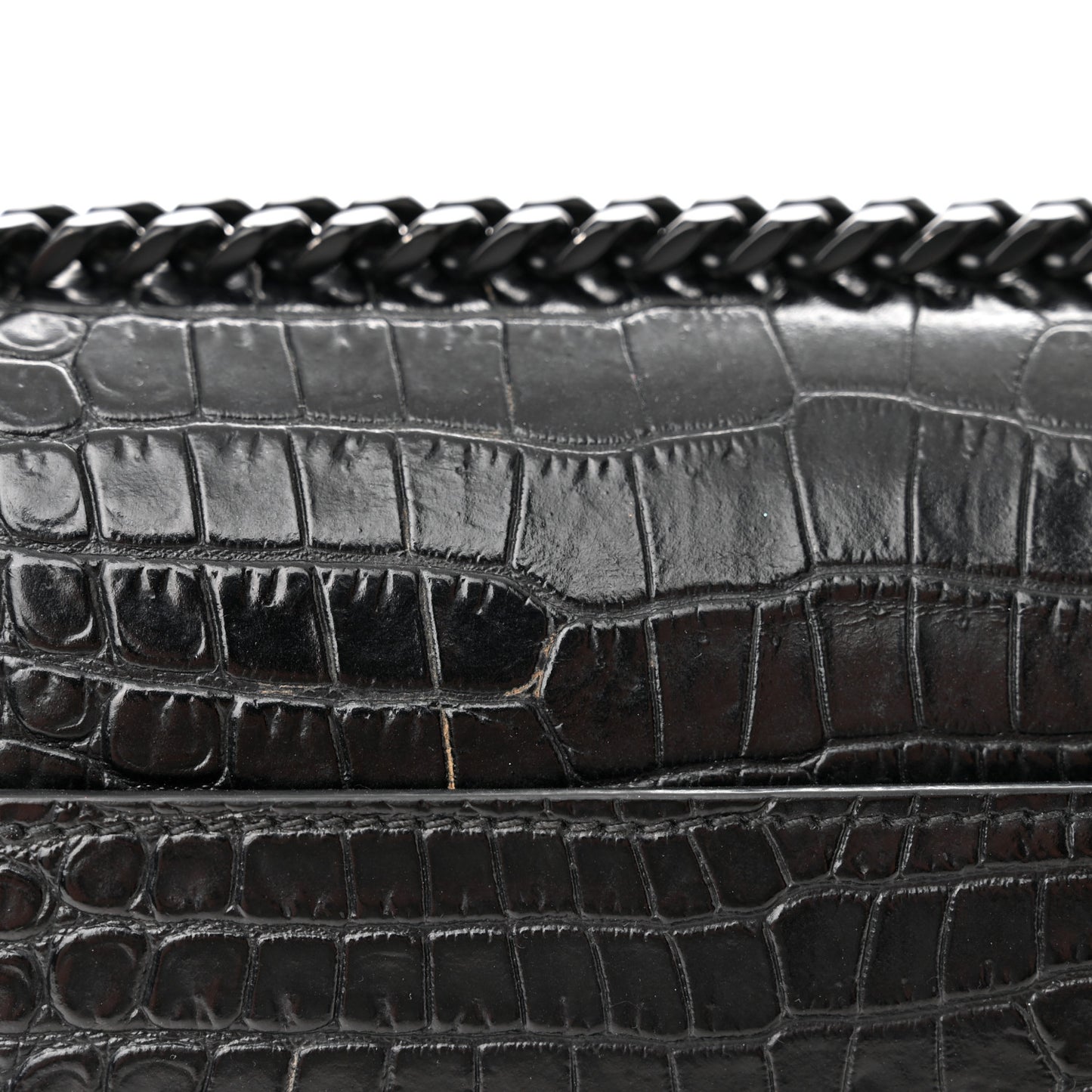 Calfskin Crocodile Embossed Medium Monochrome Monogram Sunset Black