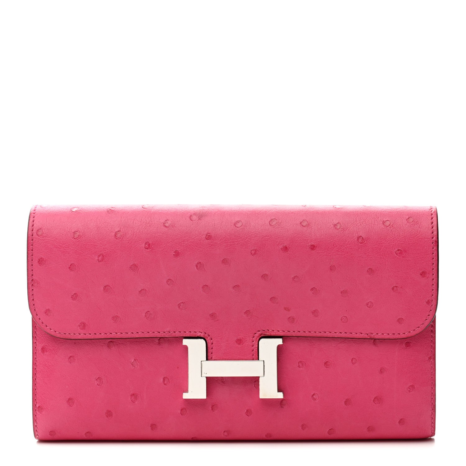 HERMES　OSTRICH　長財布 Hermes Ostrich Constance Long Wallet Rose Tyrien 1759490