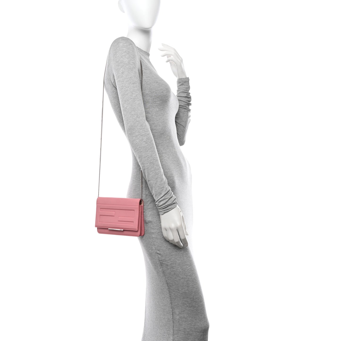 Vitello Flamingo Tube Wallet on Chain Pink
