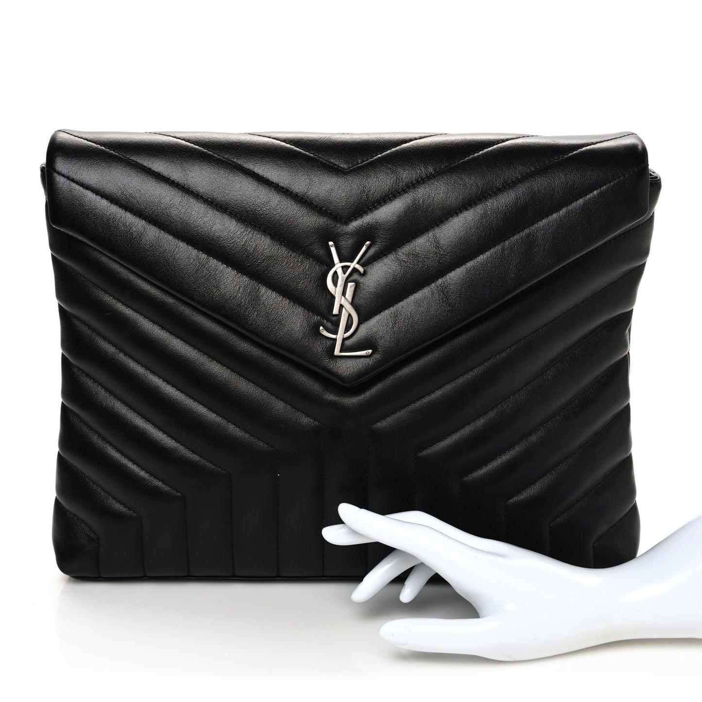 Calfskin Y Quilted Monogram Loulou Document Holder Black