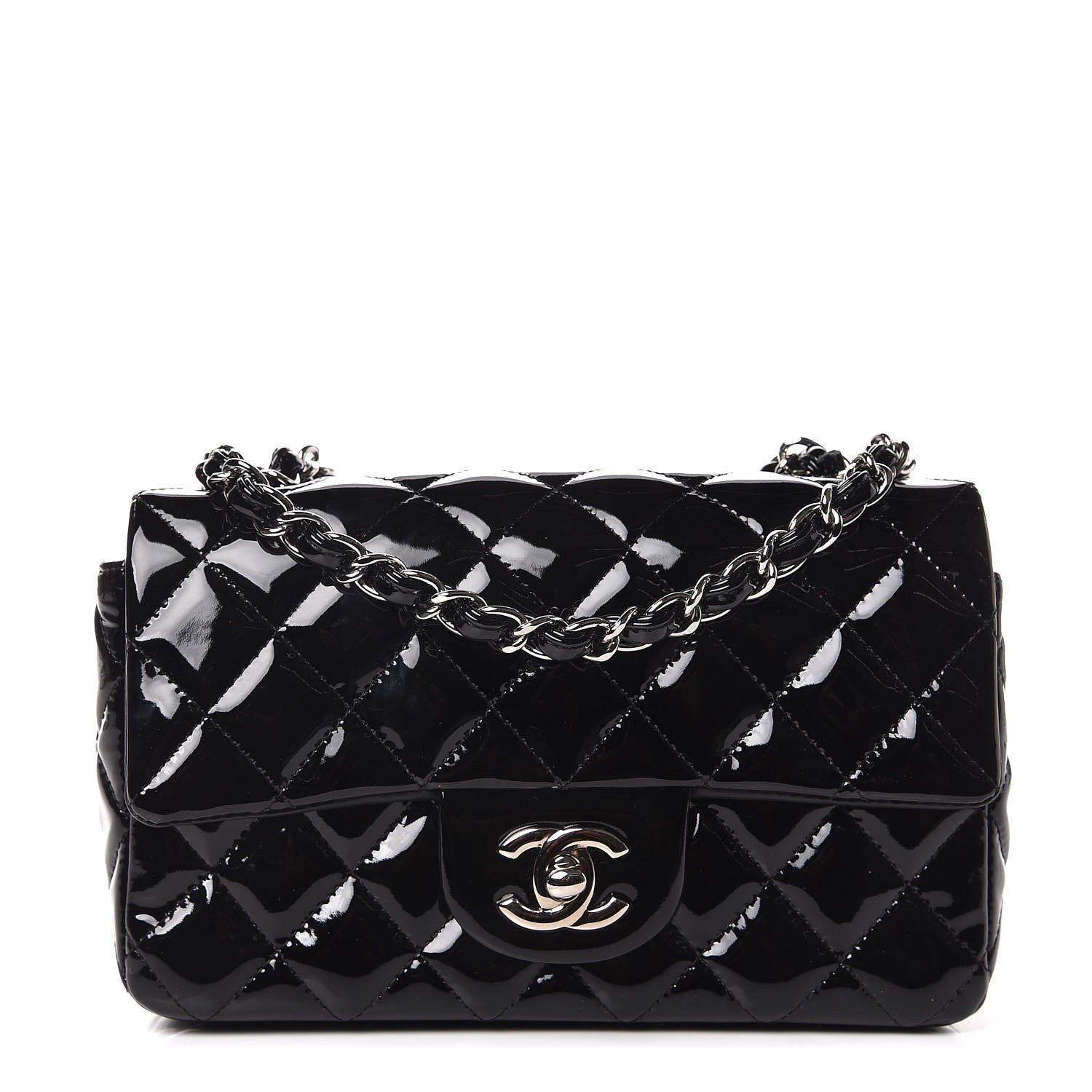 Chanel Patent Calfskin Quilted Mini Rectangular Flap Black 315708 ...