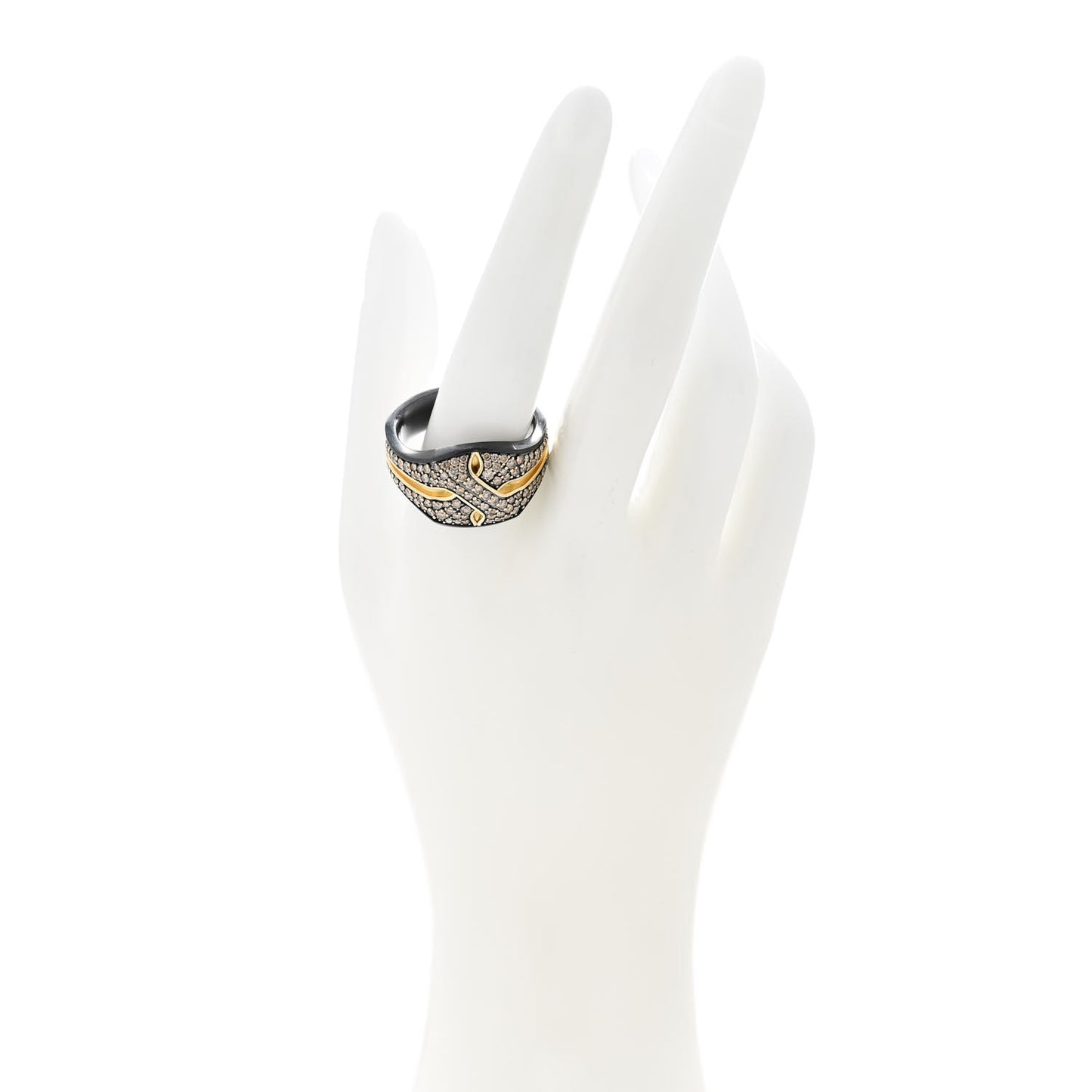 Titanium 18K Yellow Gold Champagne Diamond Signet Ring 68 12.25