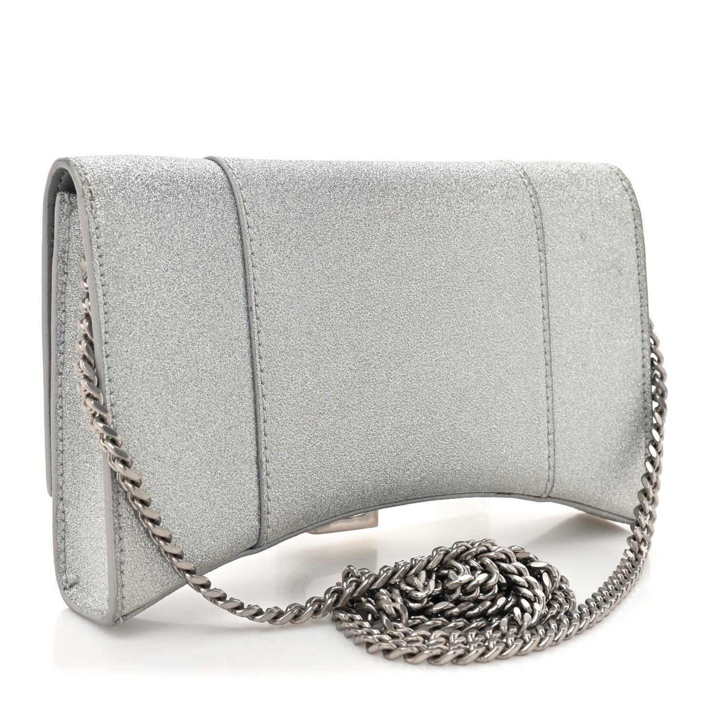 Sparkling Fabric XS Hourglass Wallet On Chain Silver