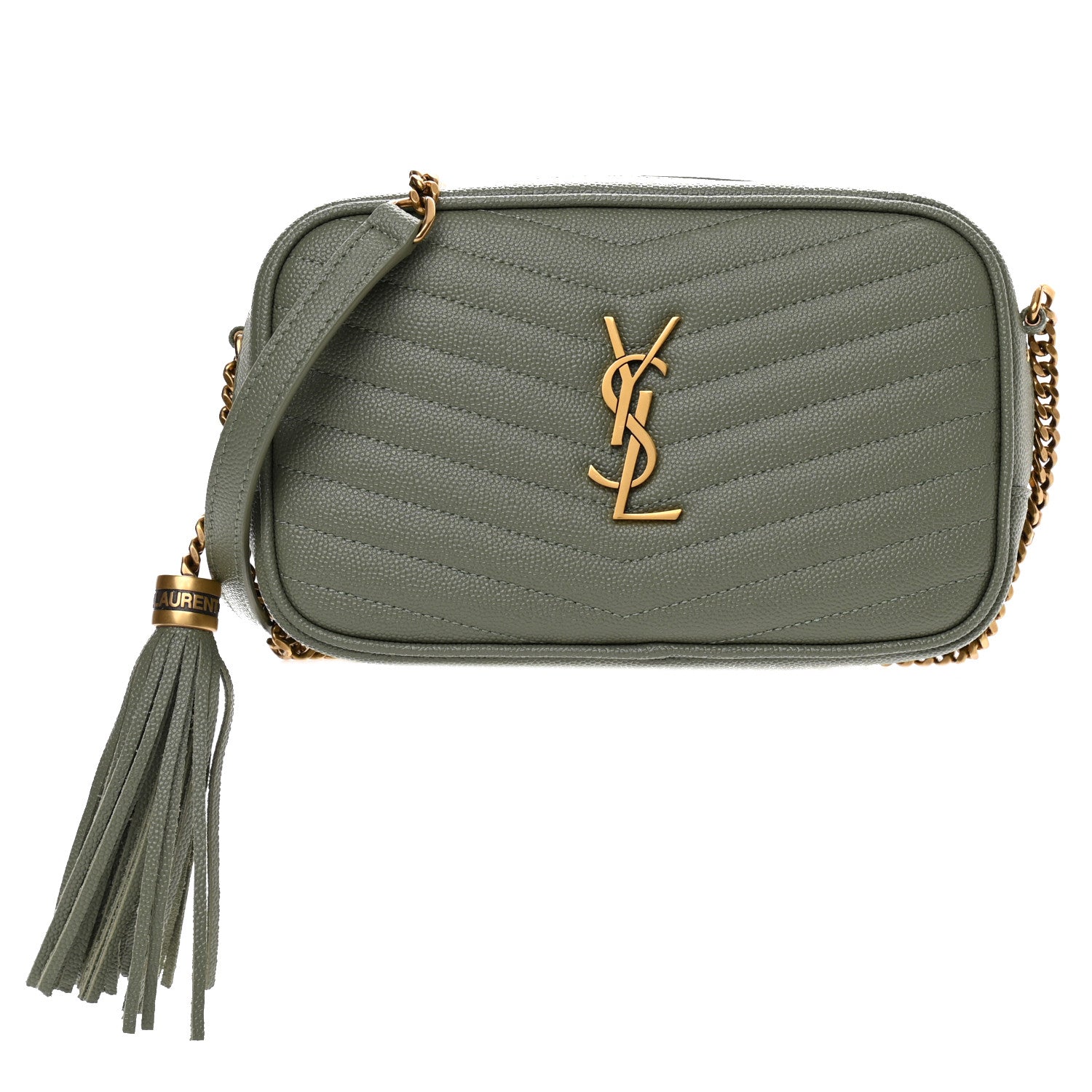 Saint Laurent Grain De Poudre Matelasse Monogram Mini Lou Camera Bag Light Sage 1 of 11