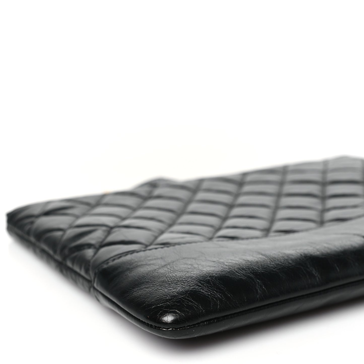 Aged Calfskin Quilted Medium Gabrielle Cosmetic Case Black