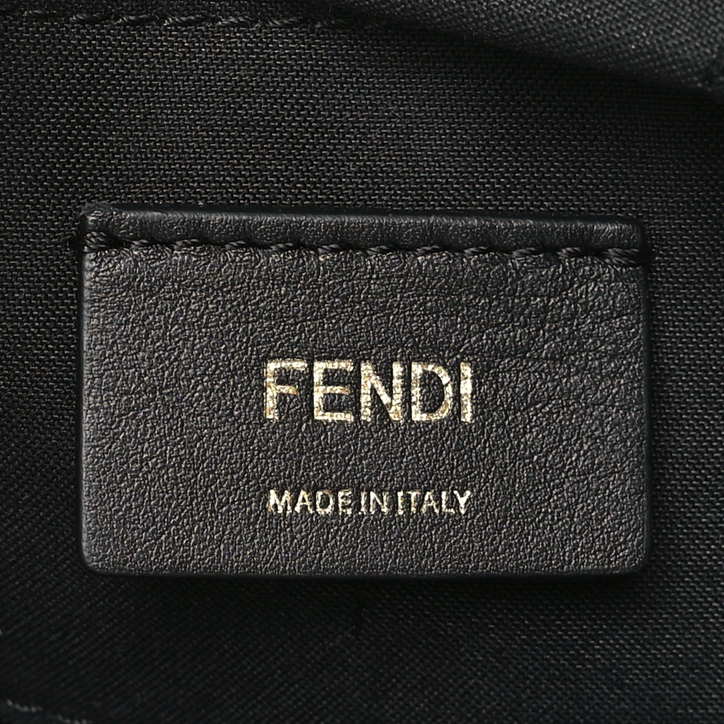 Glazed Fabric Vitello Century F is Fendi FF 1974 Stamp Patch Camera Case Mogano Panna Black