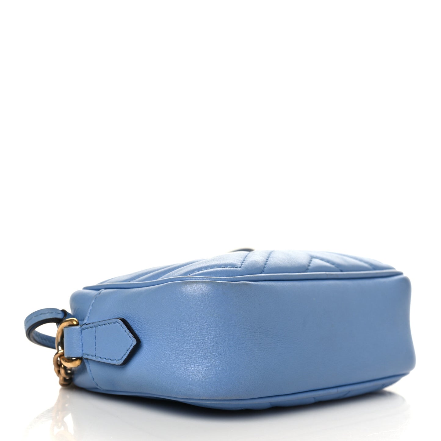 Calfskin Matelasse Mini GG Marmont Chain Shoulder Bag Clear Sky Blue