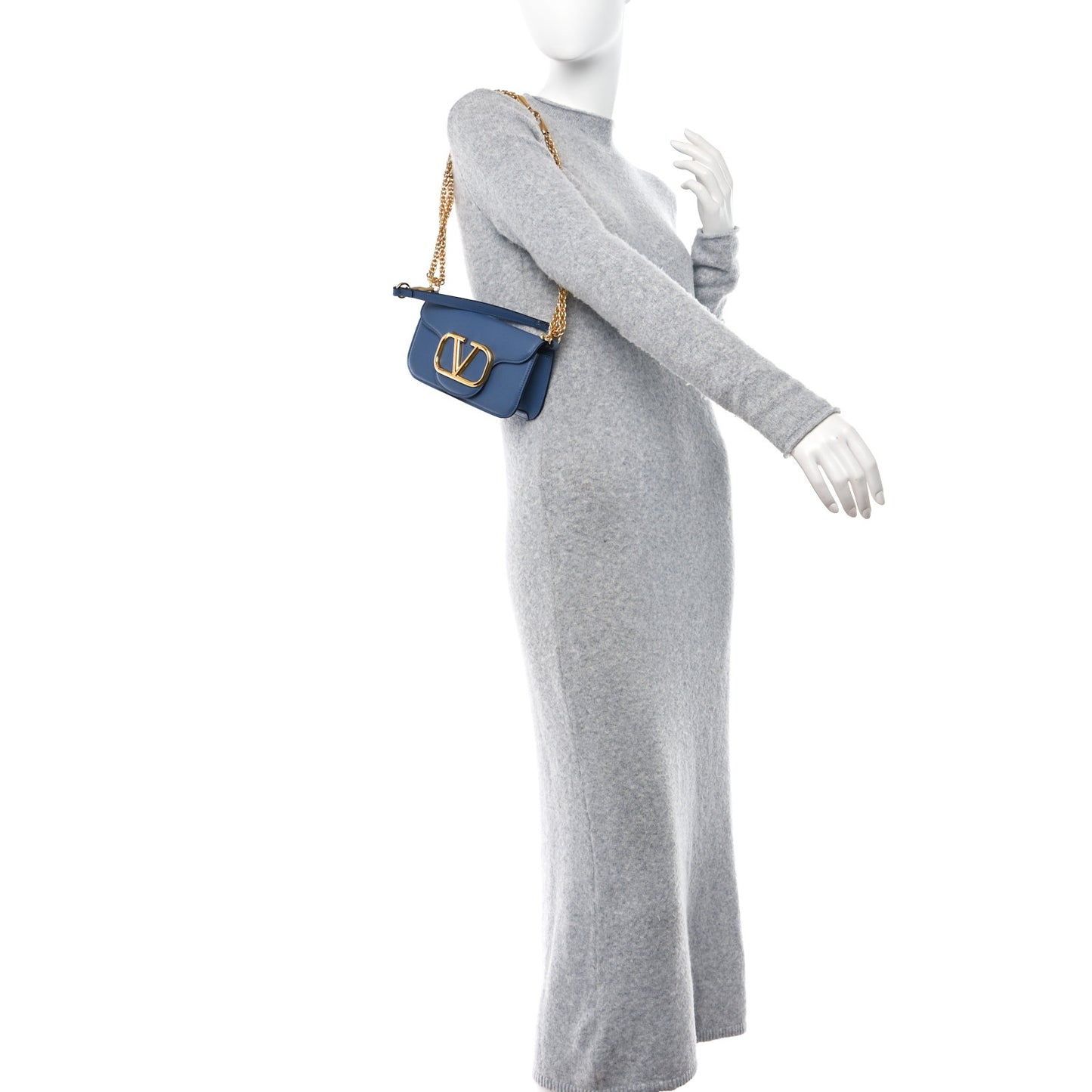 Calfskin Vlogo Small Loco Shoulder Bag Blue