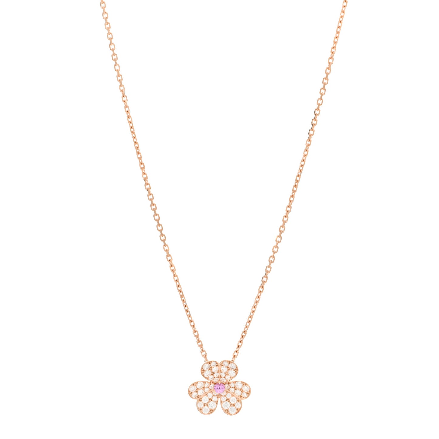18K Rose Gold Diamond Pink Sapphire Small Frivole Pendant Necklace