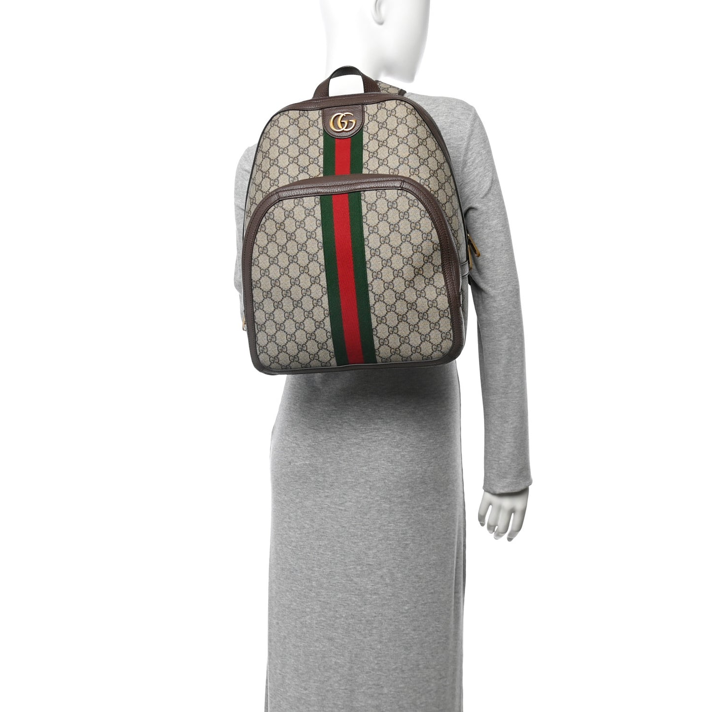 GG Supreme Monogram Medium Ophidia Day Backpack Brown