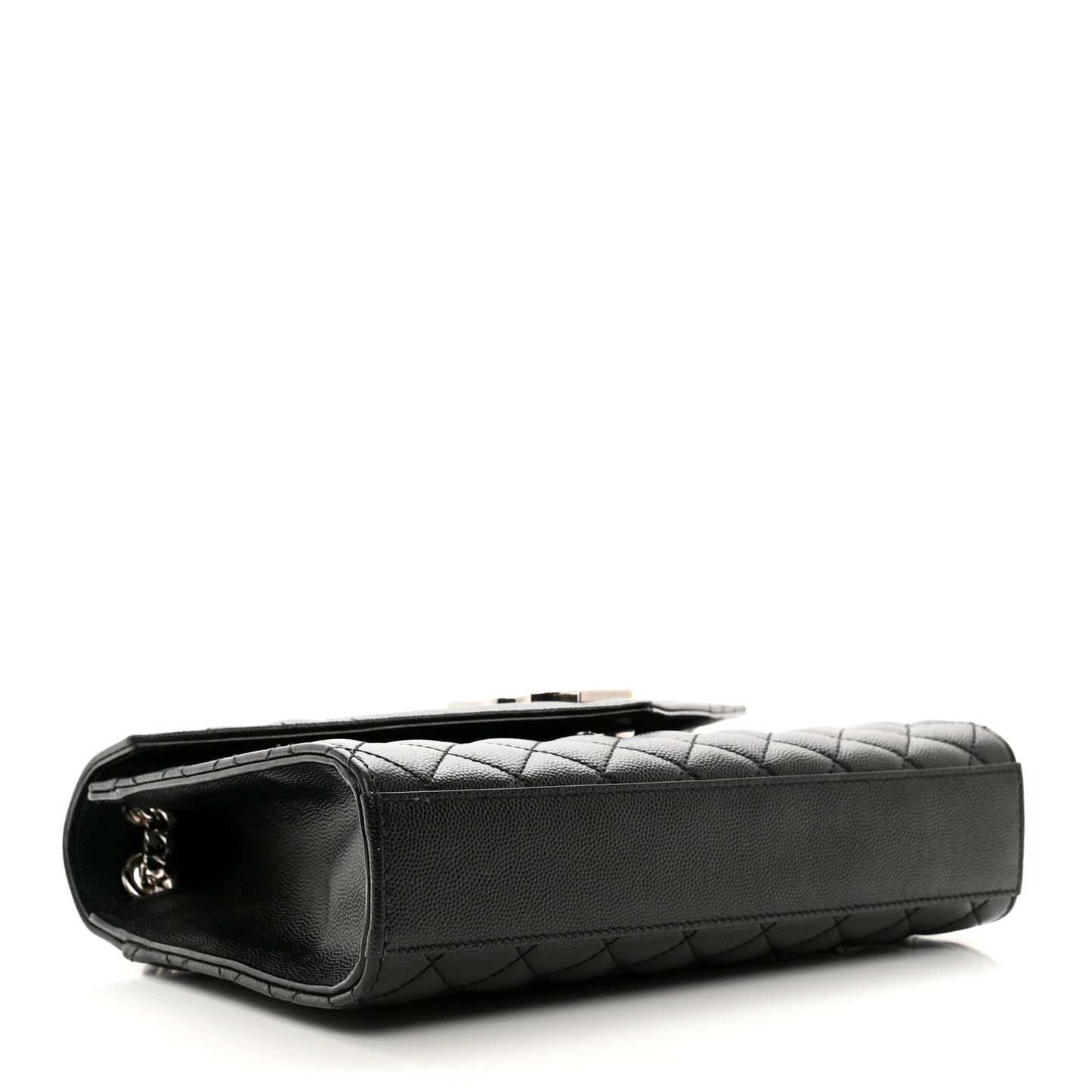 Grain De Poudre Textured Mixed Matelasse Triquilt Medium Monogram Satchel Black