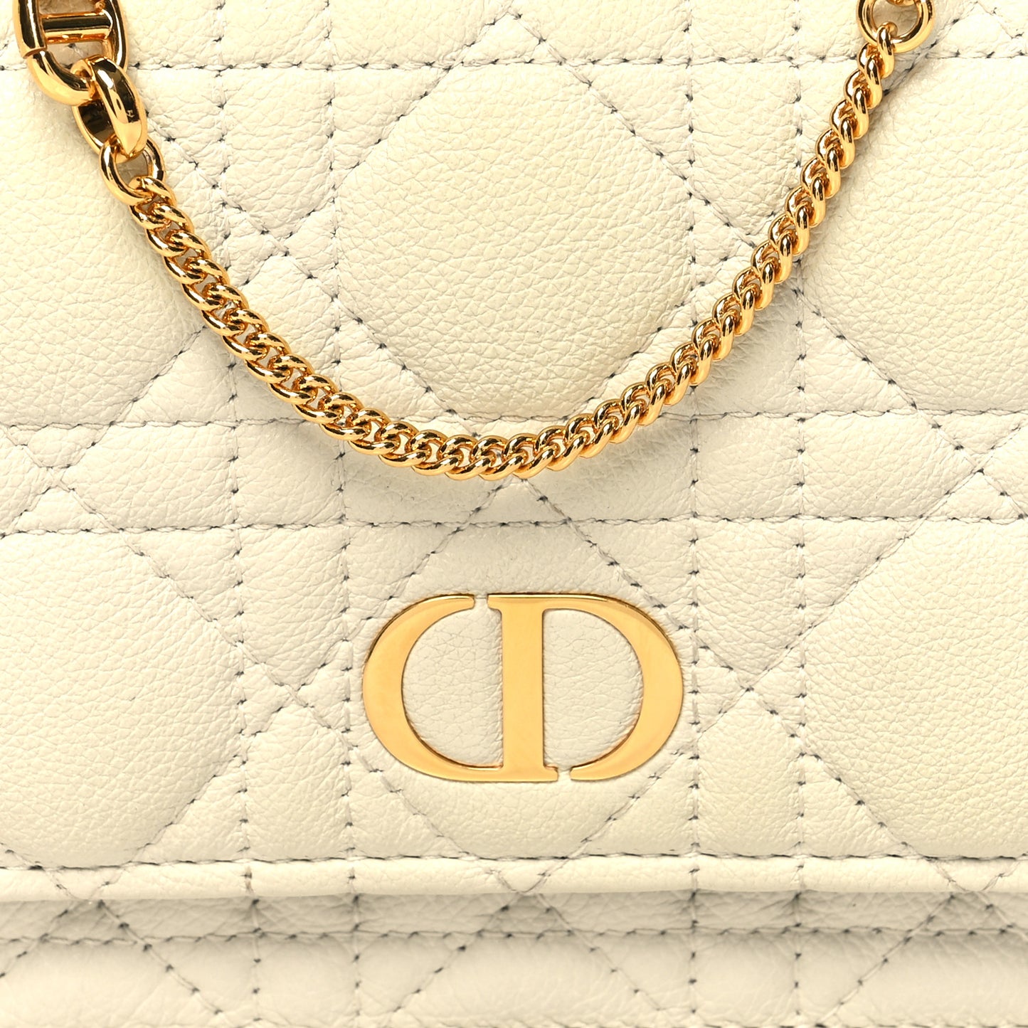 Supple Calfskin Caro Pouch with Chain Latte