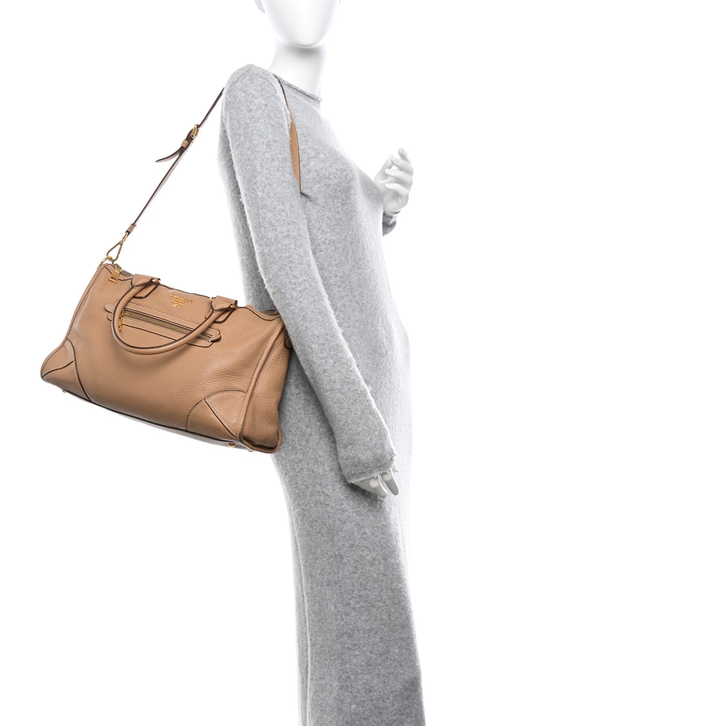 Vitello Daino Shopping Satchel Caramel