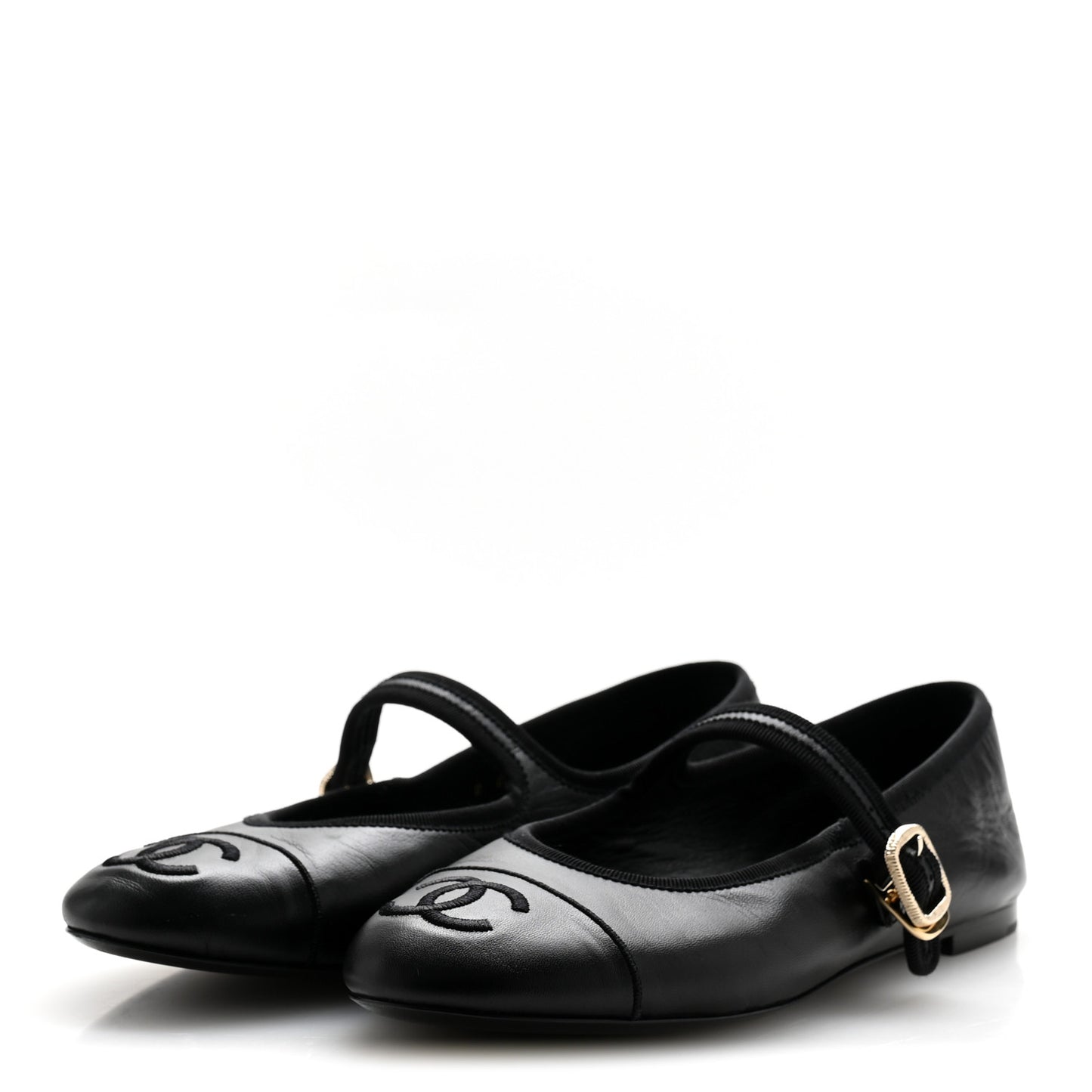 Lambskin Mary Jane Flats 39 Black