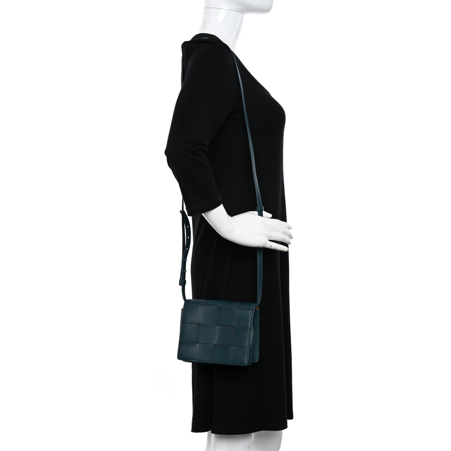 Lambskin Maxi Intrecciato Mini Cassette Crossbody Bag Petrol Blue