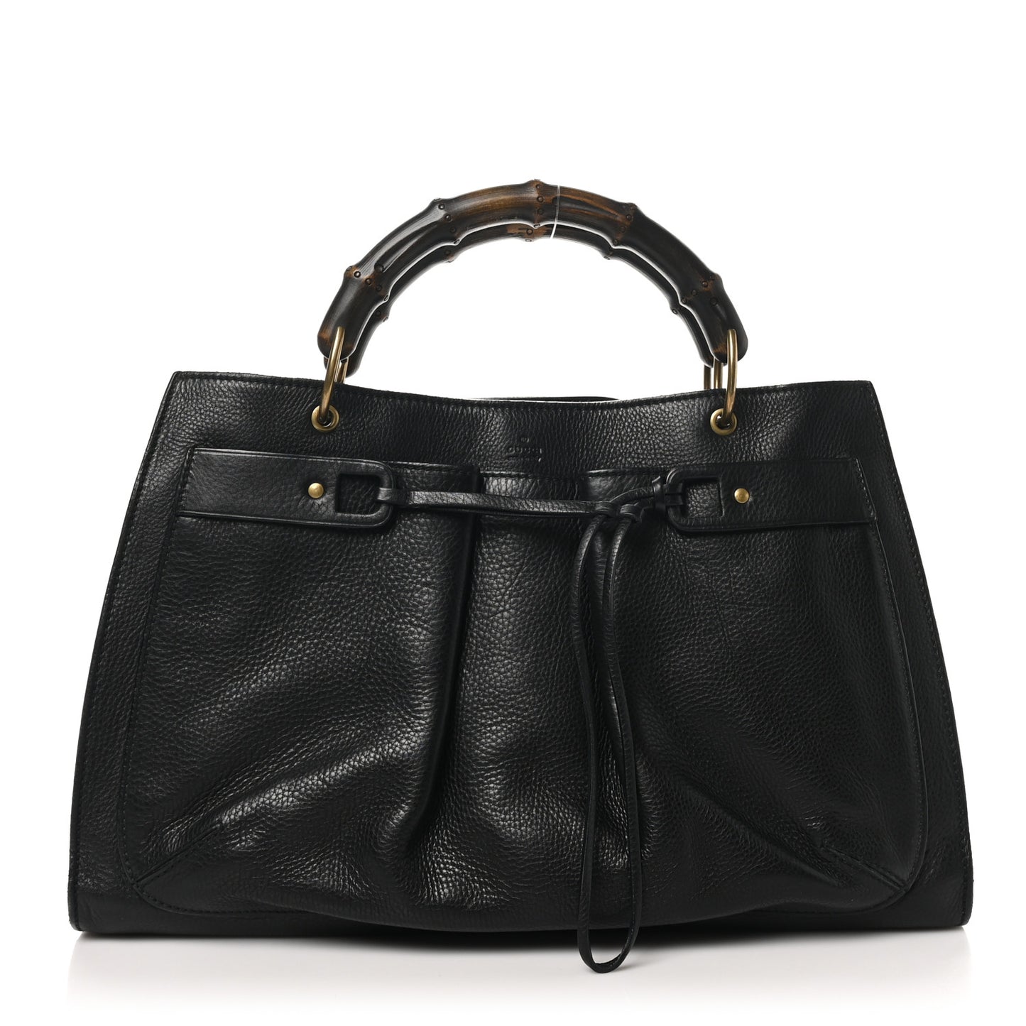 Calfskin Bamboo Handle Tote Black