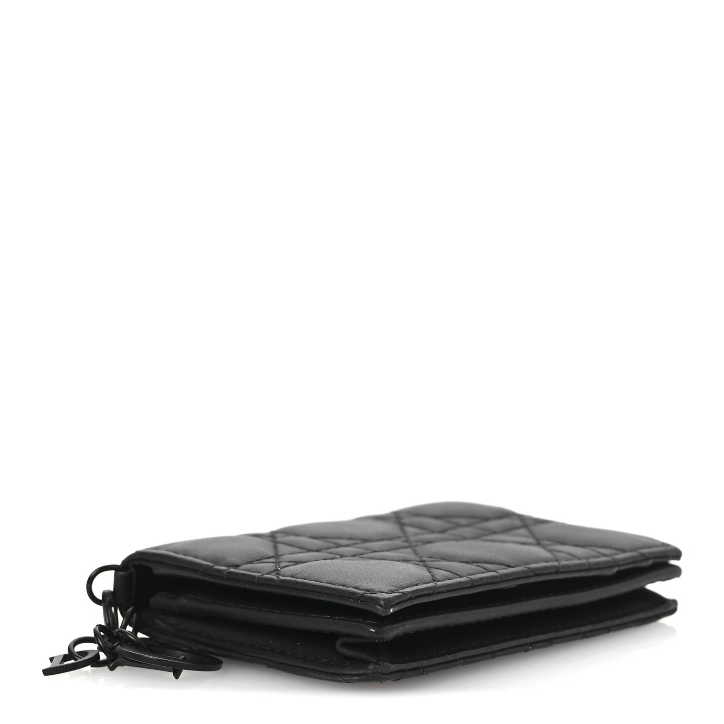 Ultra Matte Calfskin Small Lady Dior Flap Card Holder Black