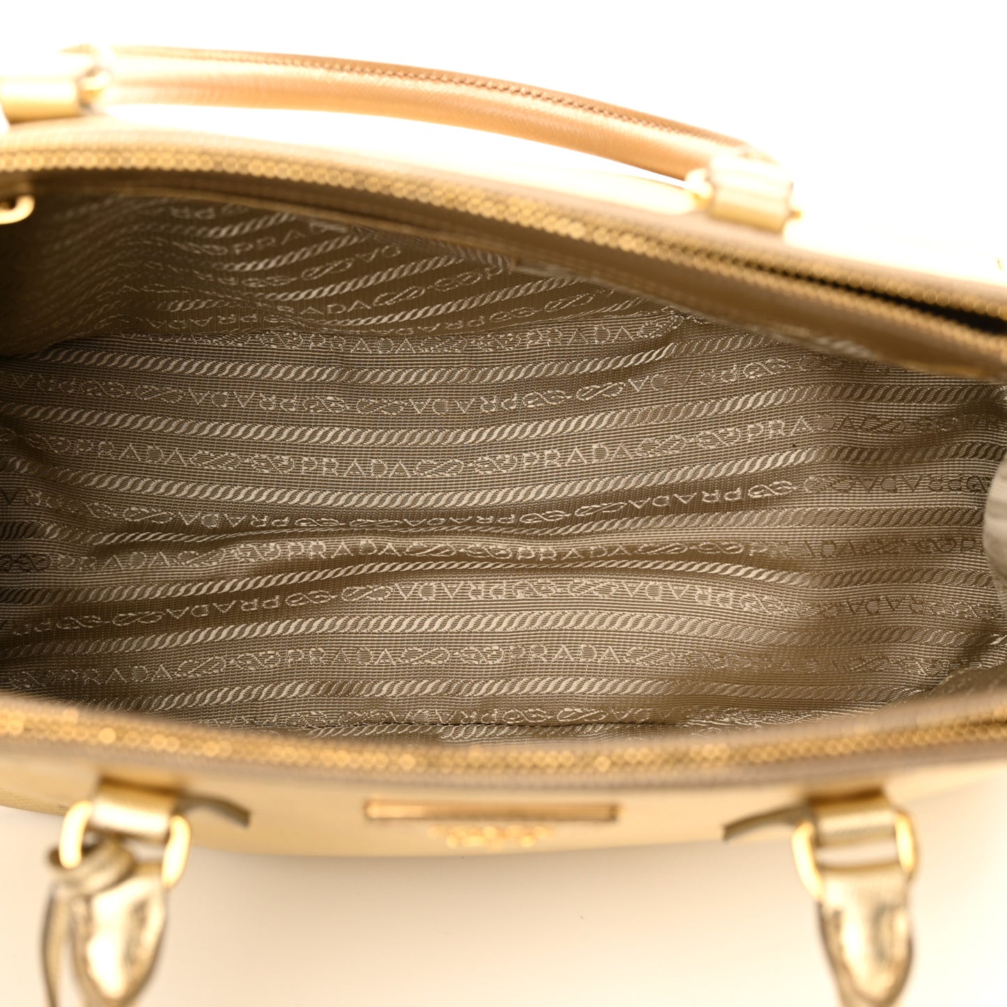 Metallic Saffiano Small Galleria Double Zip Tote Platino