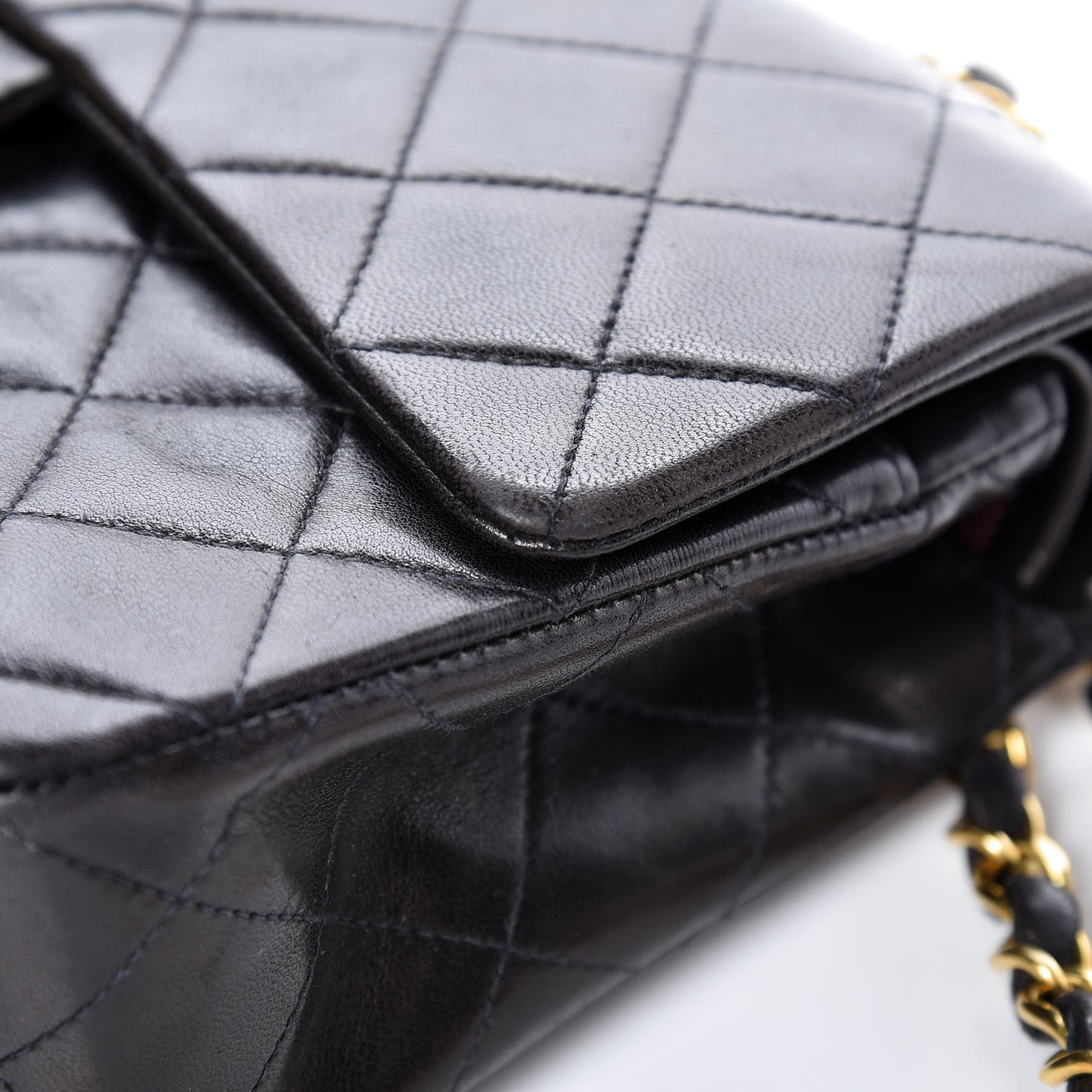 Lambskin Quilted Small Double Flap Black