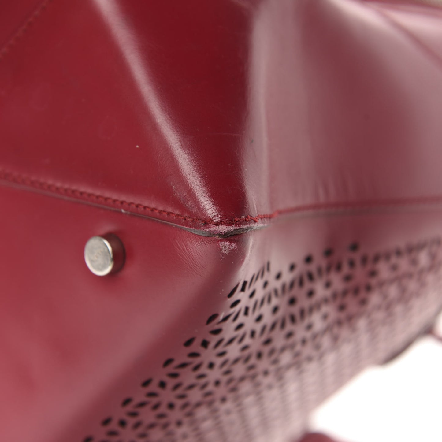 Calfskin Lux Laser Cut Tote Red