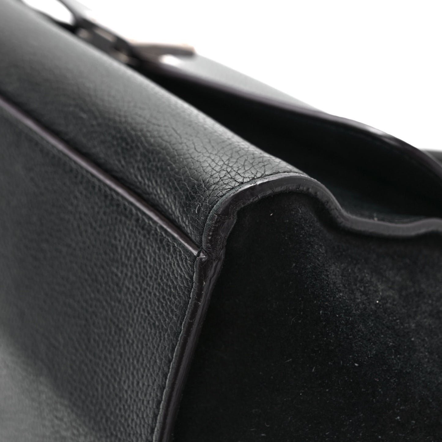 Drummed Calfskin Suede Medium Trapeze Black