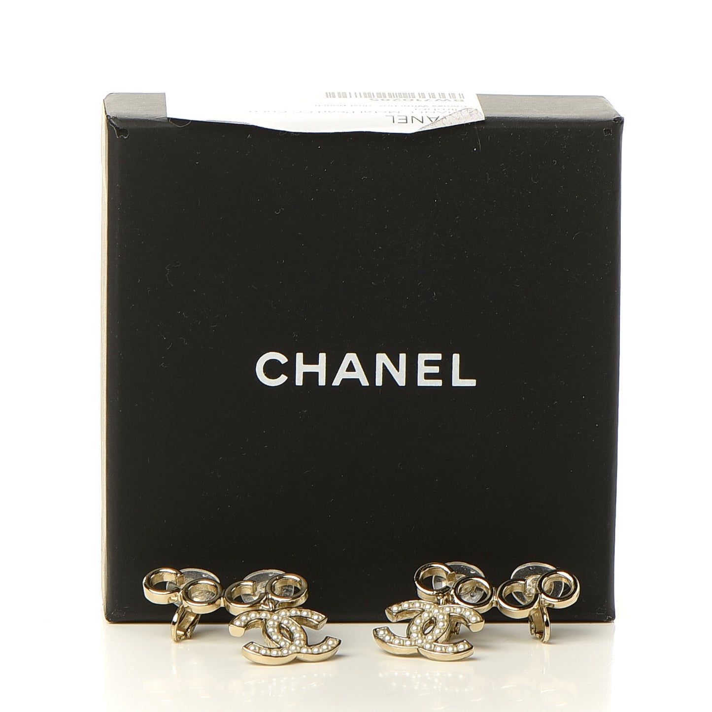 Metal Pearl CC Coco Climber Clip On Earrings Gold