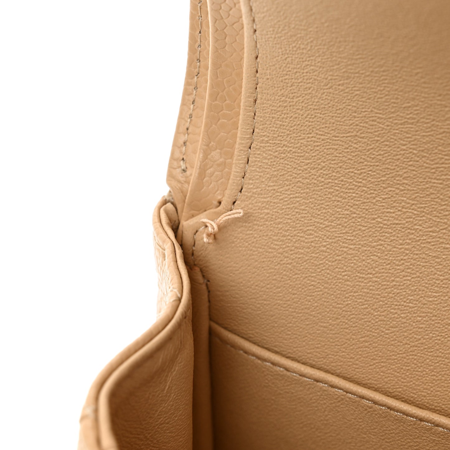 Caviar Quilted Medium Double Flap Beige