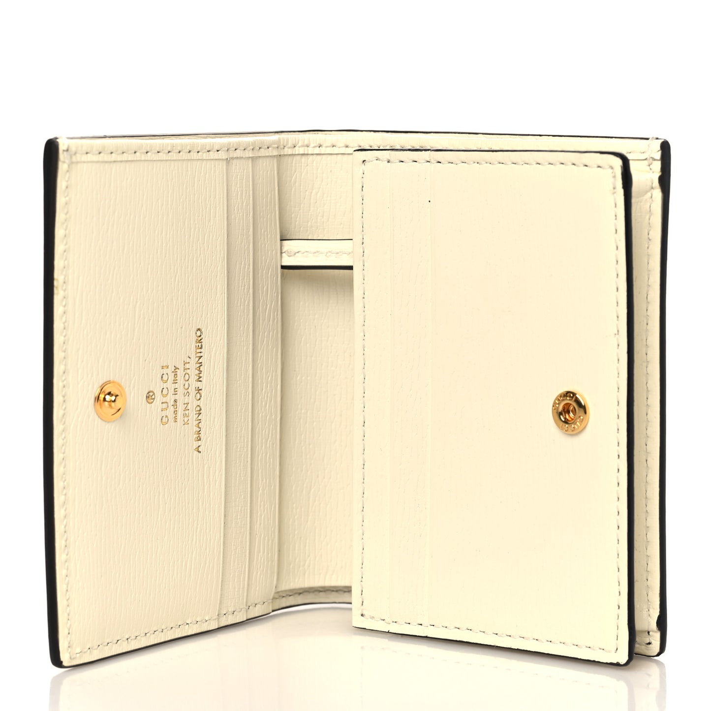 X KEN SCOTT New Shangai Calfskin Jardin D'Avril Floral Print Horsebit 1955 Card Case Wallet Ivory Pink