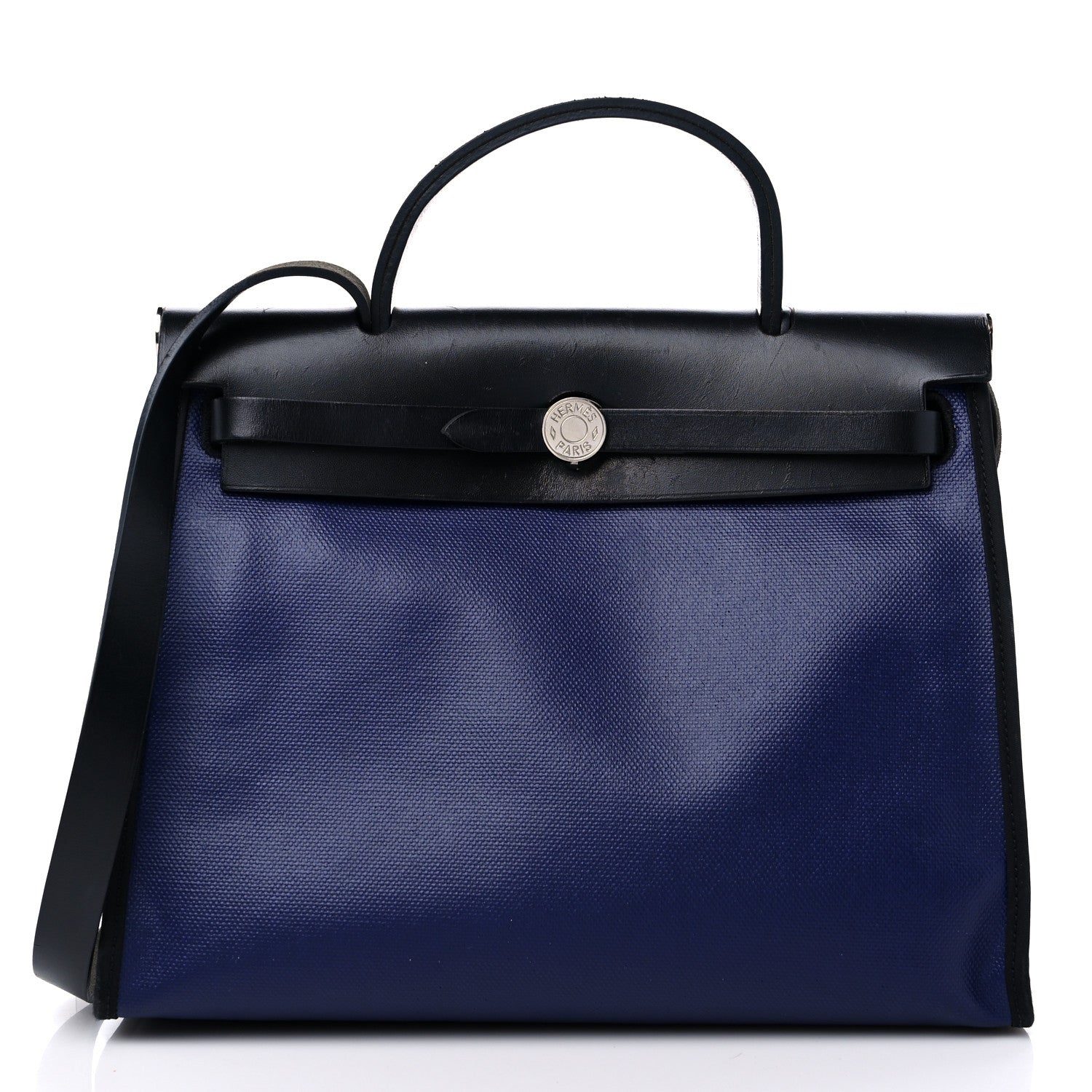 Hermes Toile H Berline Vache Hunter Herbag Zip PM 31 Bleu Saphir Black 3 of 15