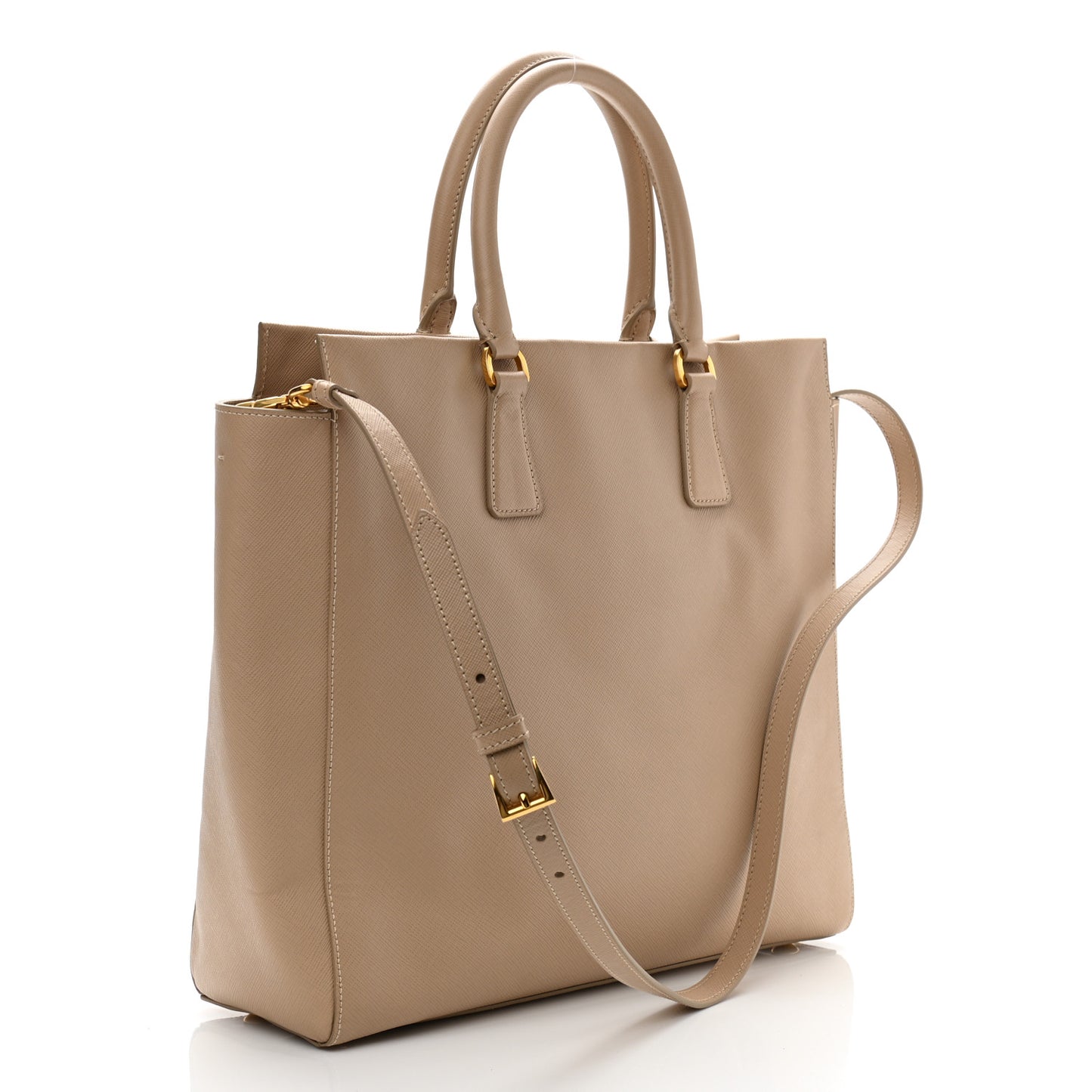 Saffiano Lux Double Handle Shopping Tote Sabbia