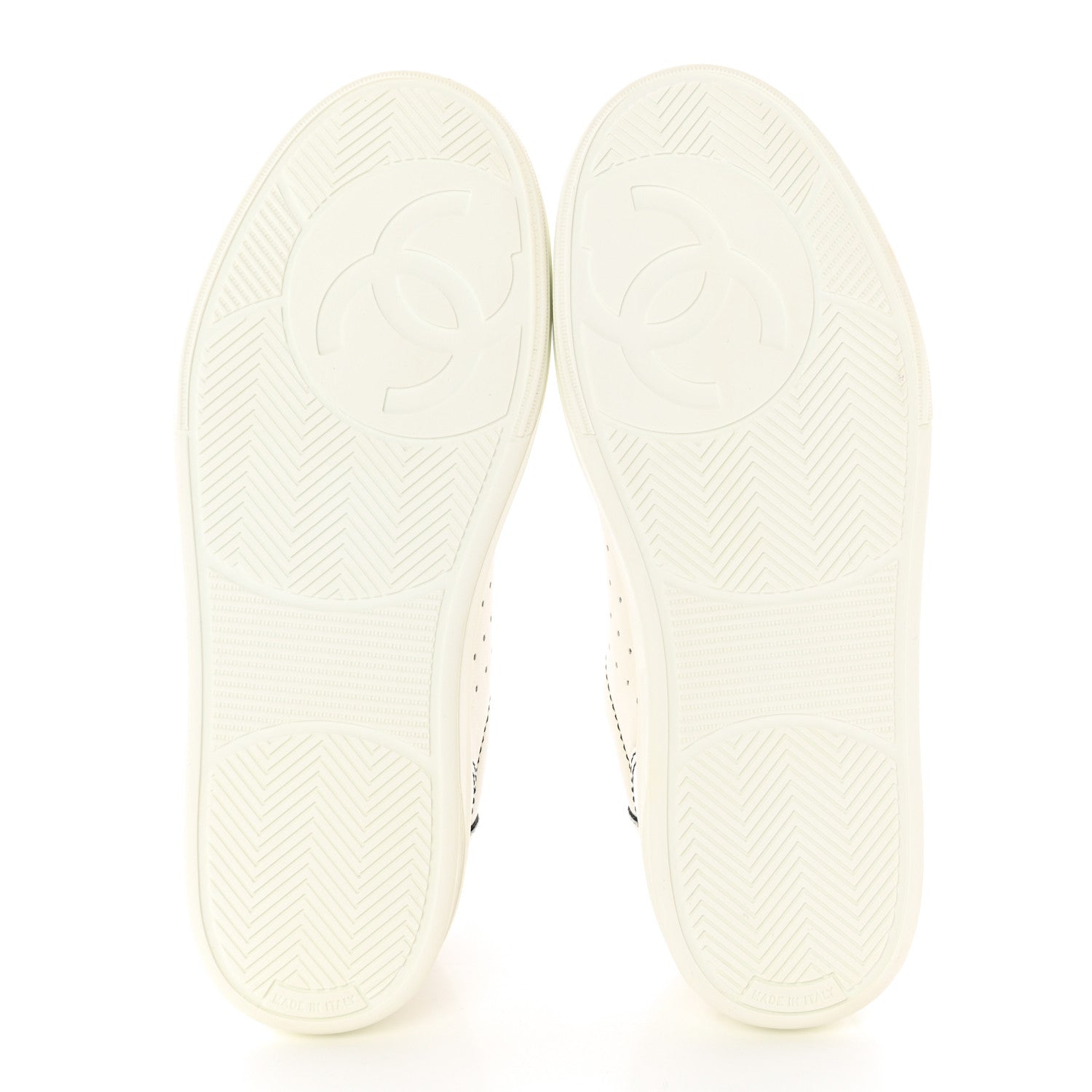 Chanel Calfskin Womens Logo Sneakers 38.5 White Black 5 of 7