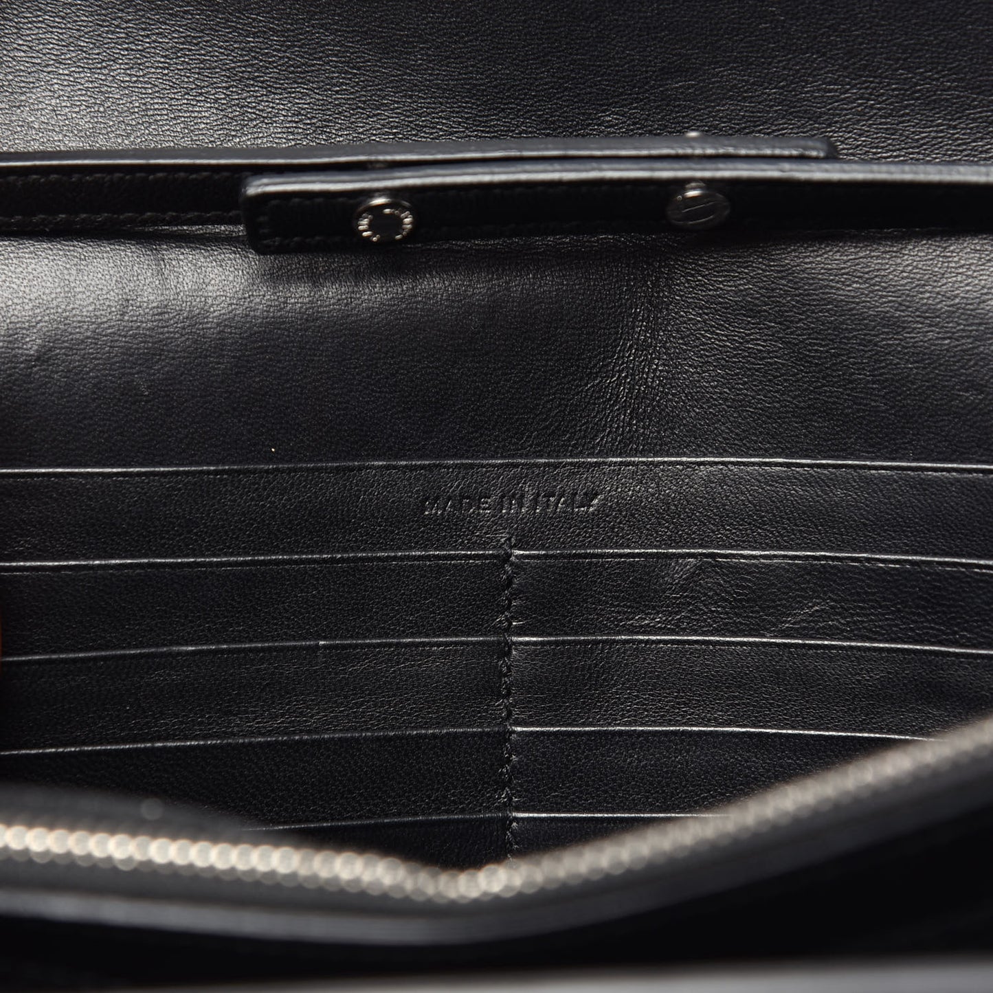 Crocodile Embossed Calfskin Monogram Chain Wallet Black