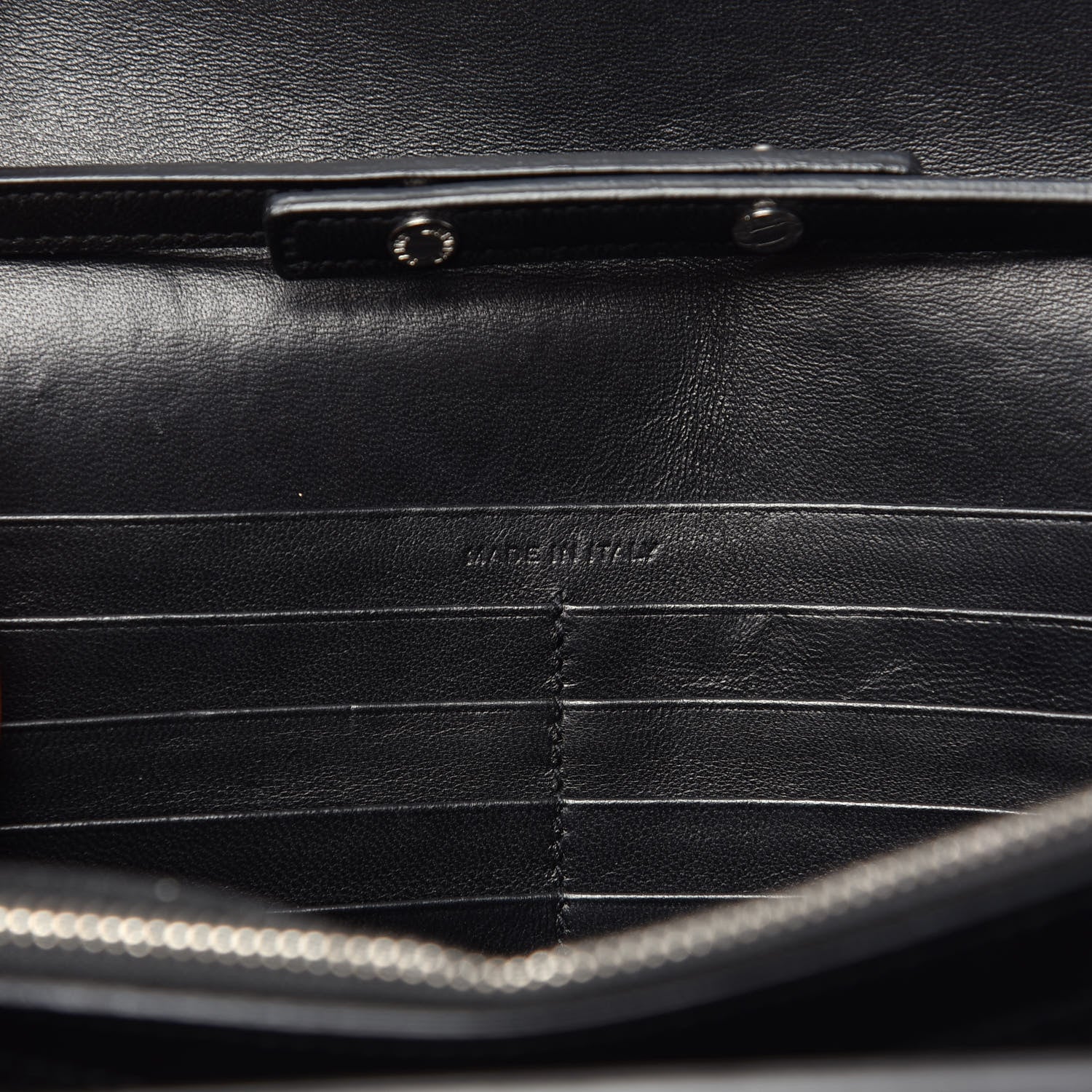 Saint Laurent Crocodile Embossed Calfskin Monogram Chain Wallet Black 7 of 10