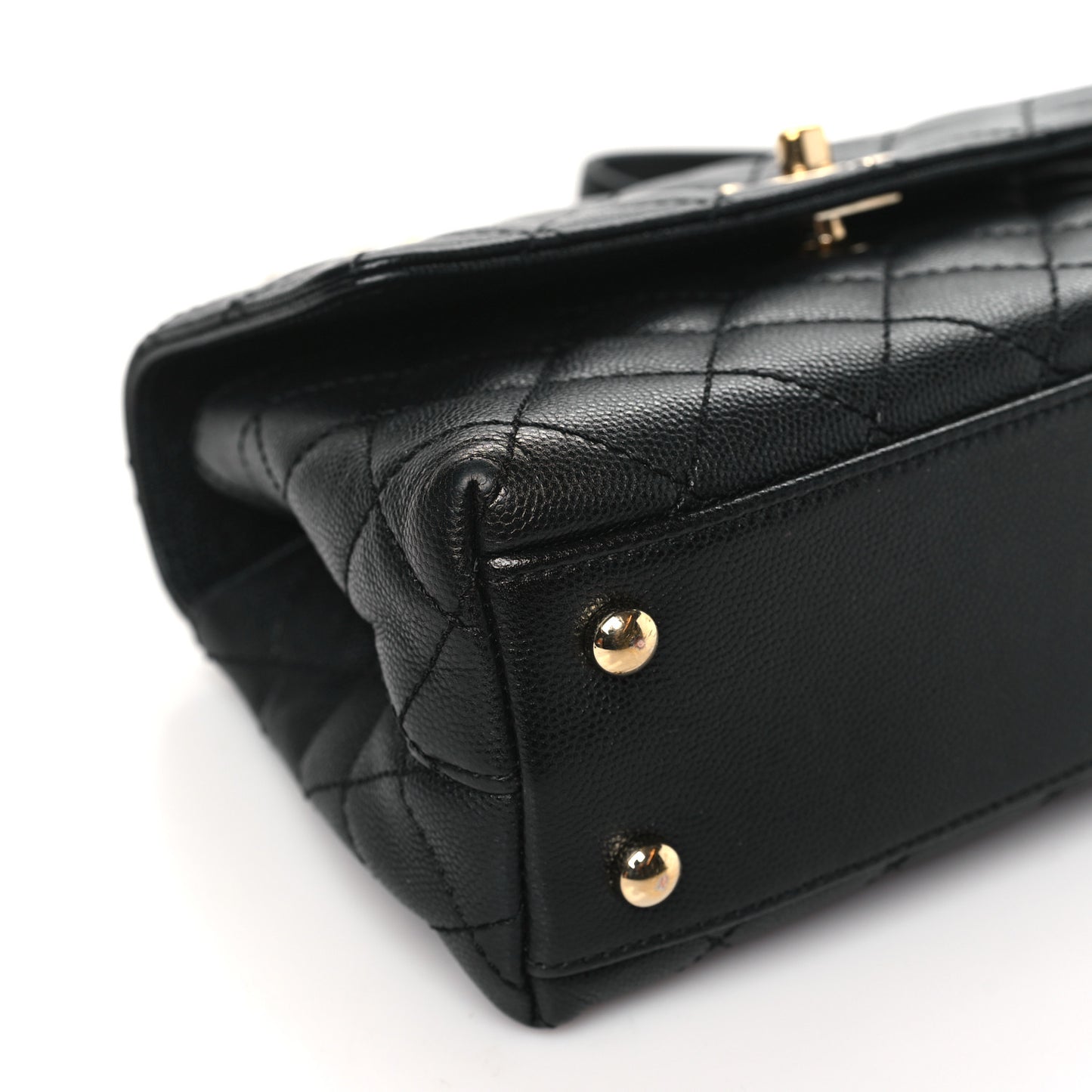 Caviar Quilted Mini Coco Handle Flap Black