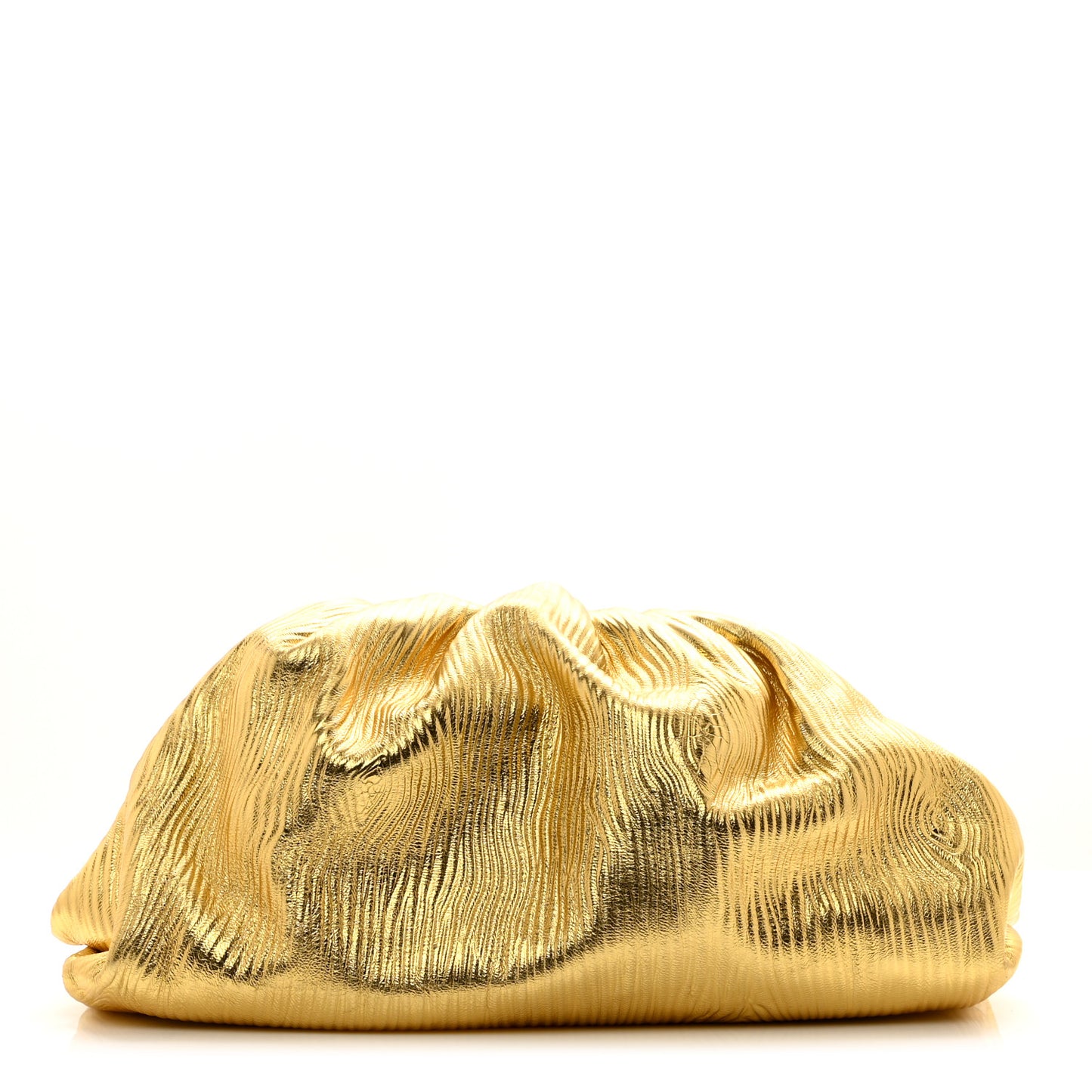 Metallic Bark Calfskin Embossed The Pouch Oversized Clutch Oro