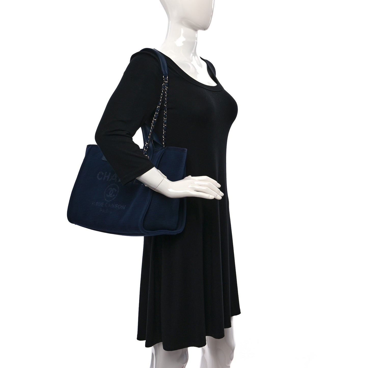 Mixed Fibers Small Deauville Tote Navy Blue