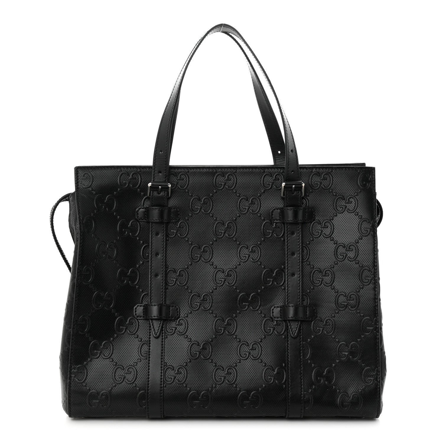 Gucci Calfskin GG Tennis Embossed Tote Bag Black 1 of 10