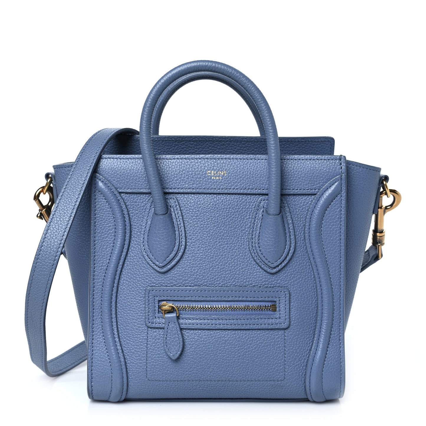 Drummed Calfskin Nano Luggage Blue