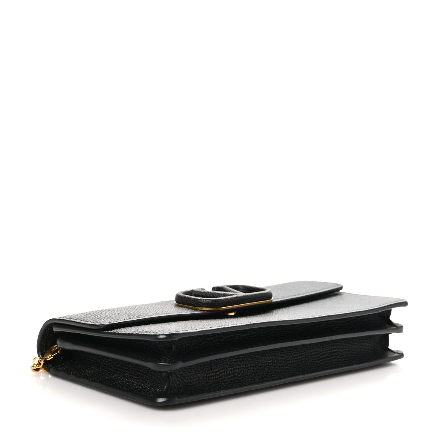 Grainy Calfskin Vlogo Wallet On Chain Black