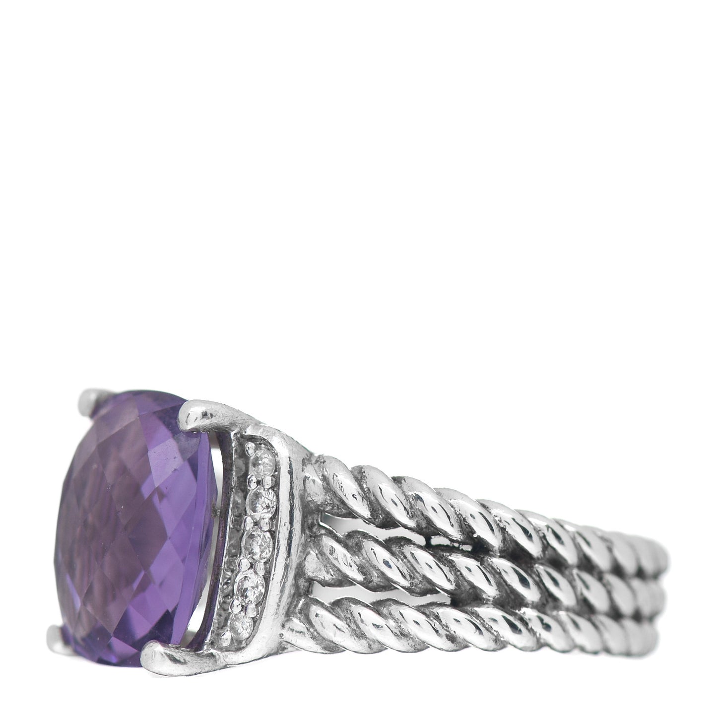 Sterling Silver Diamond Amethyst 10mm Petite Wheaton Ring 51 5.75
