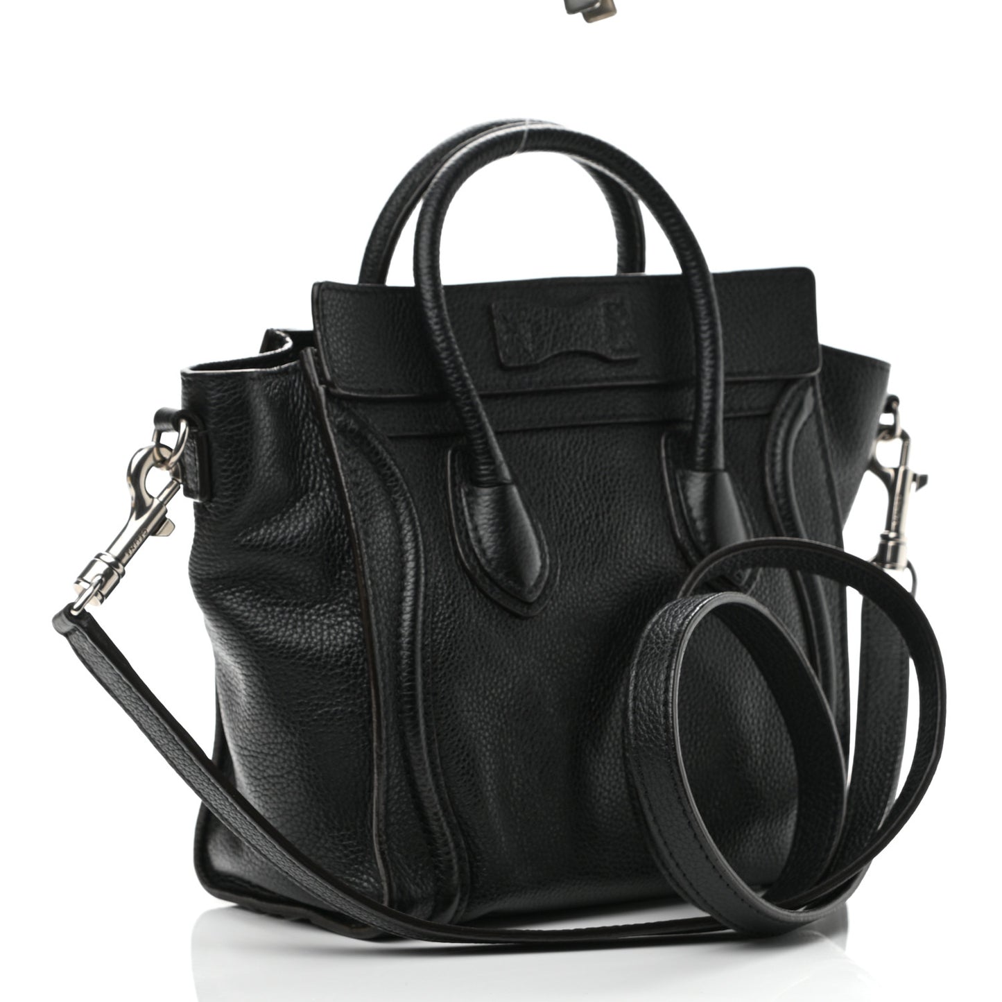 Drummed Calfskin Nano Luggage Black
